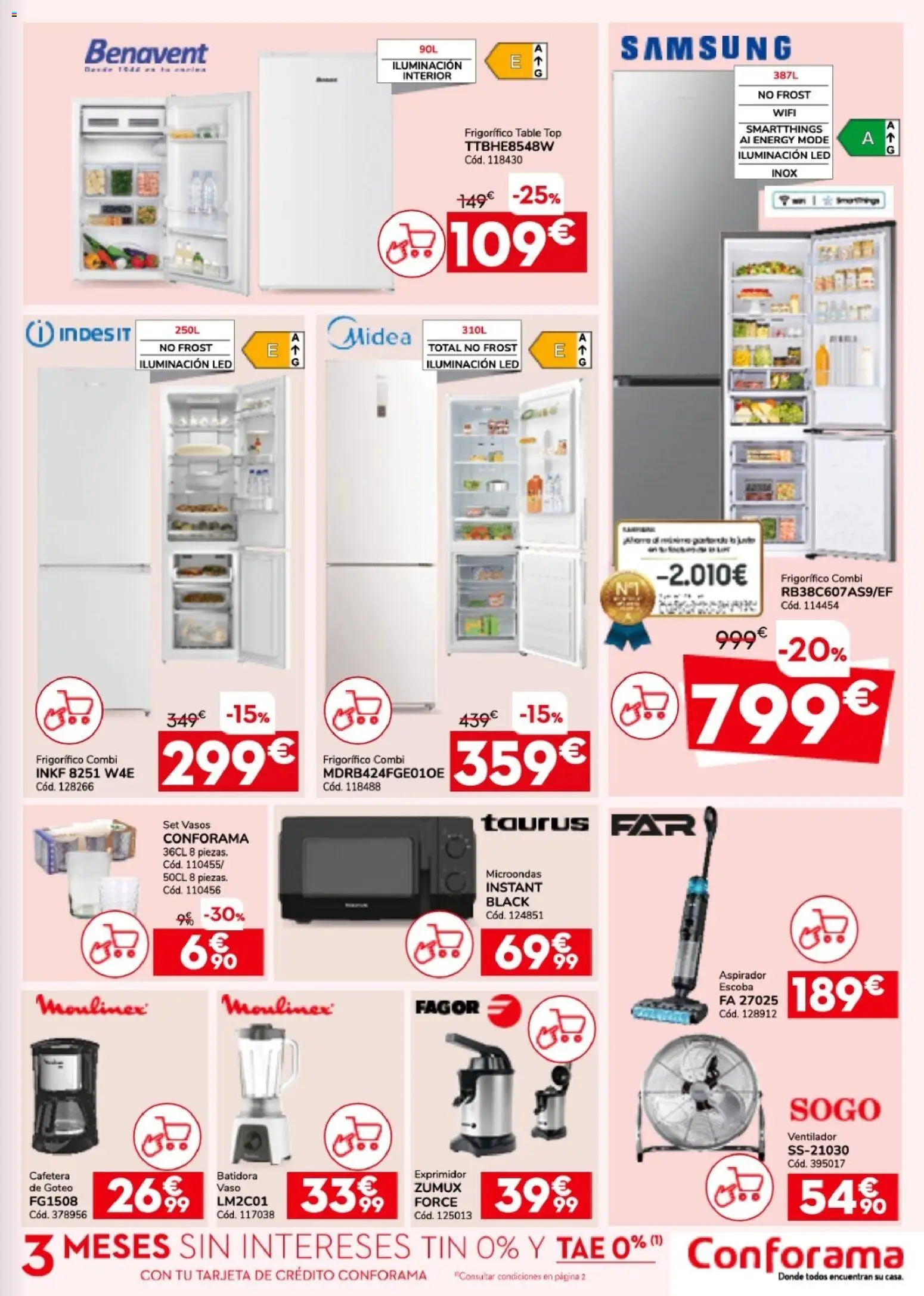 Conforama folleto │ válido desde el 26.03.2026 | Página: 15 | Productos: Escoba, Vasos, Ventilador, Exprimidor