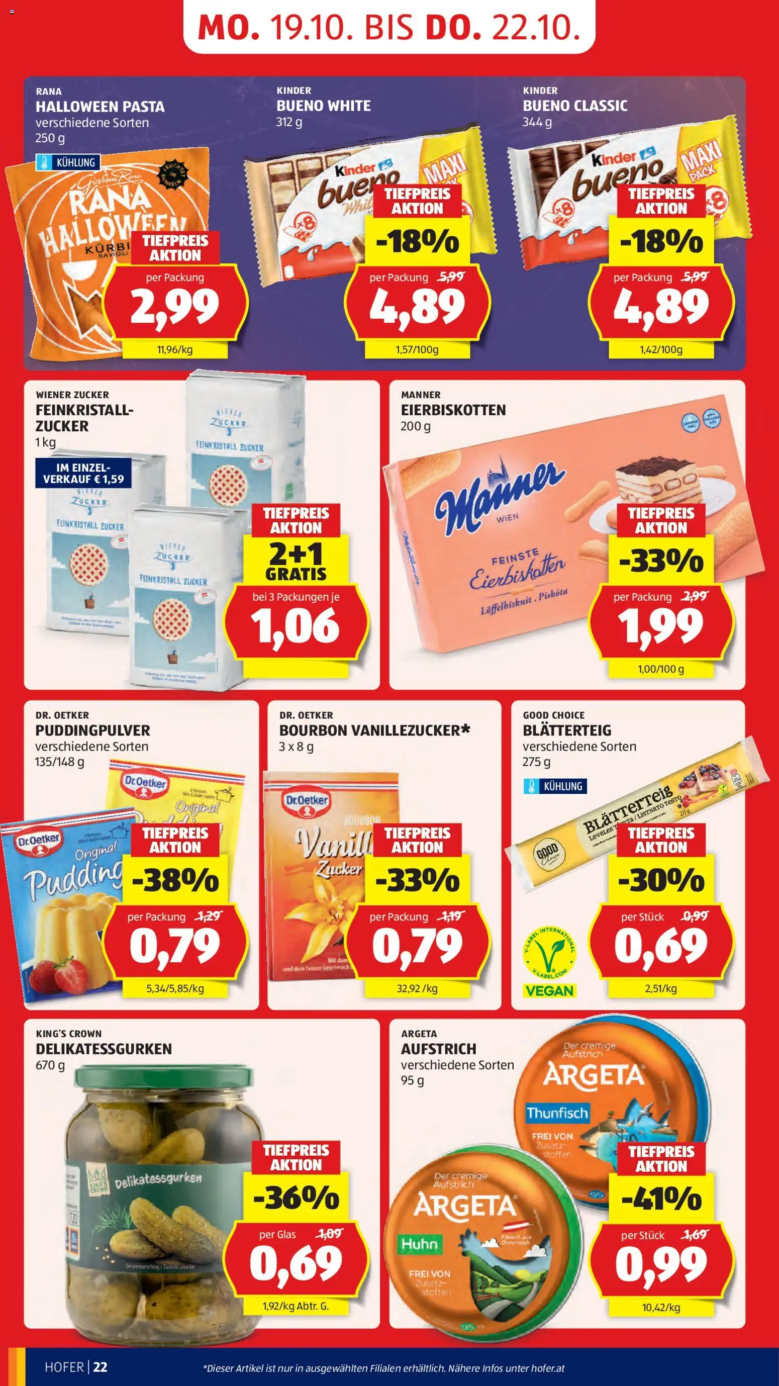 Hofer AT akciós ujság - amely érvényes a következő dátumtól: 2026.10.16. | Oldal: 32 | Termékek: Dr. Oetker, Bourbon, Vegán, Kinder