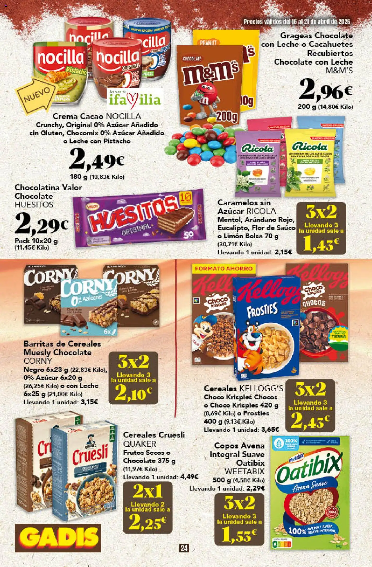 Gadis folleto │ válido desde el 16.04.2026 | Página: 24 | Productos: Frutos secos, Copos, Chocolate con leche, Bolsa