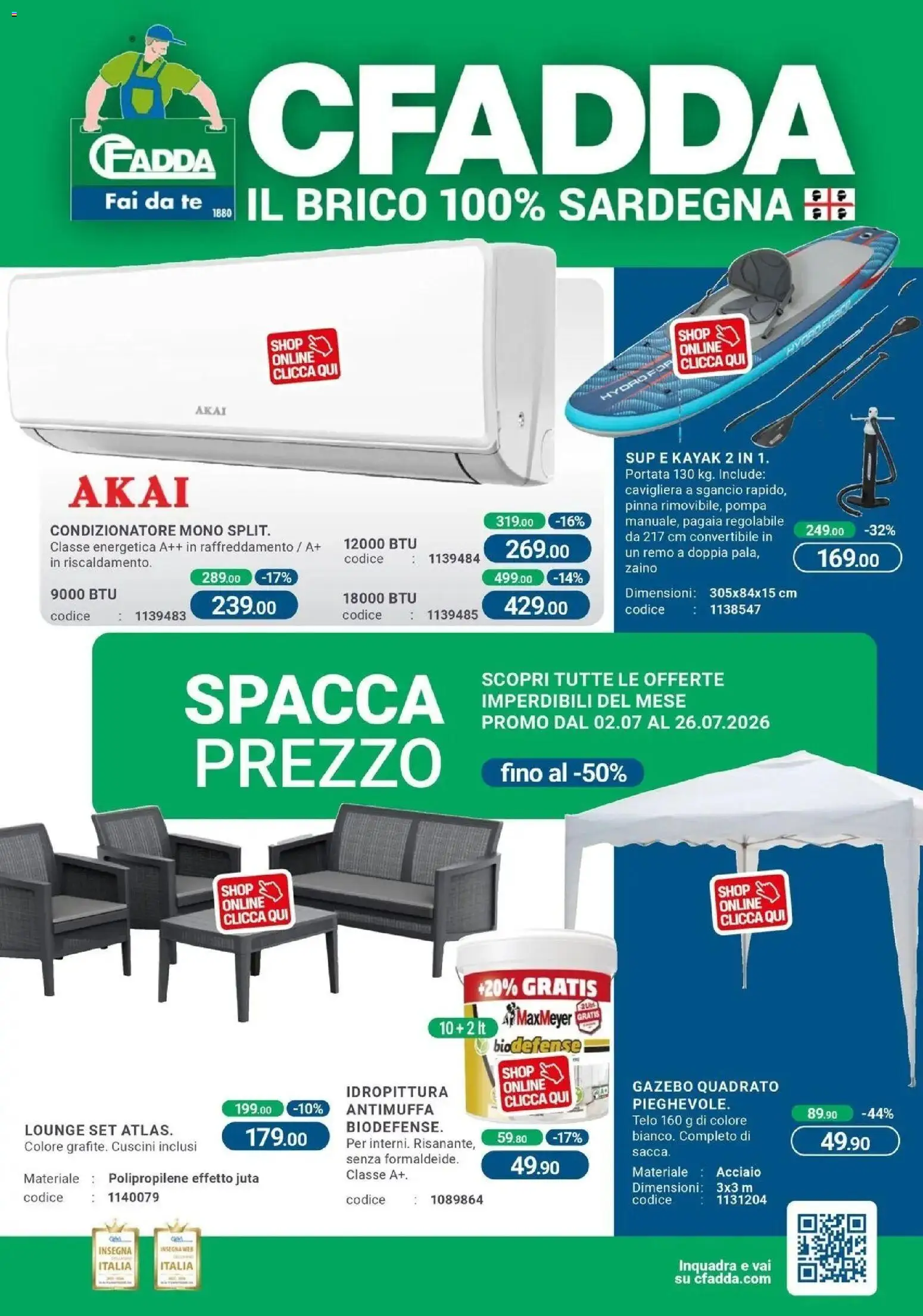 Volantino CFadda del 01/07/2026 | Pagina: 1 | Prodotti: Tè, Gazebo, Zaino, Condizionatore