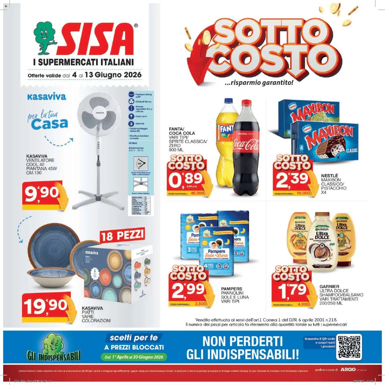Volantino SISA del 04.06.2026 | Pagina: 24 | Prodotti: Ventilatore, Pannolini, Tè, Cavo