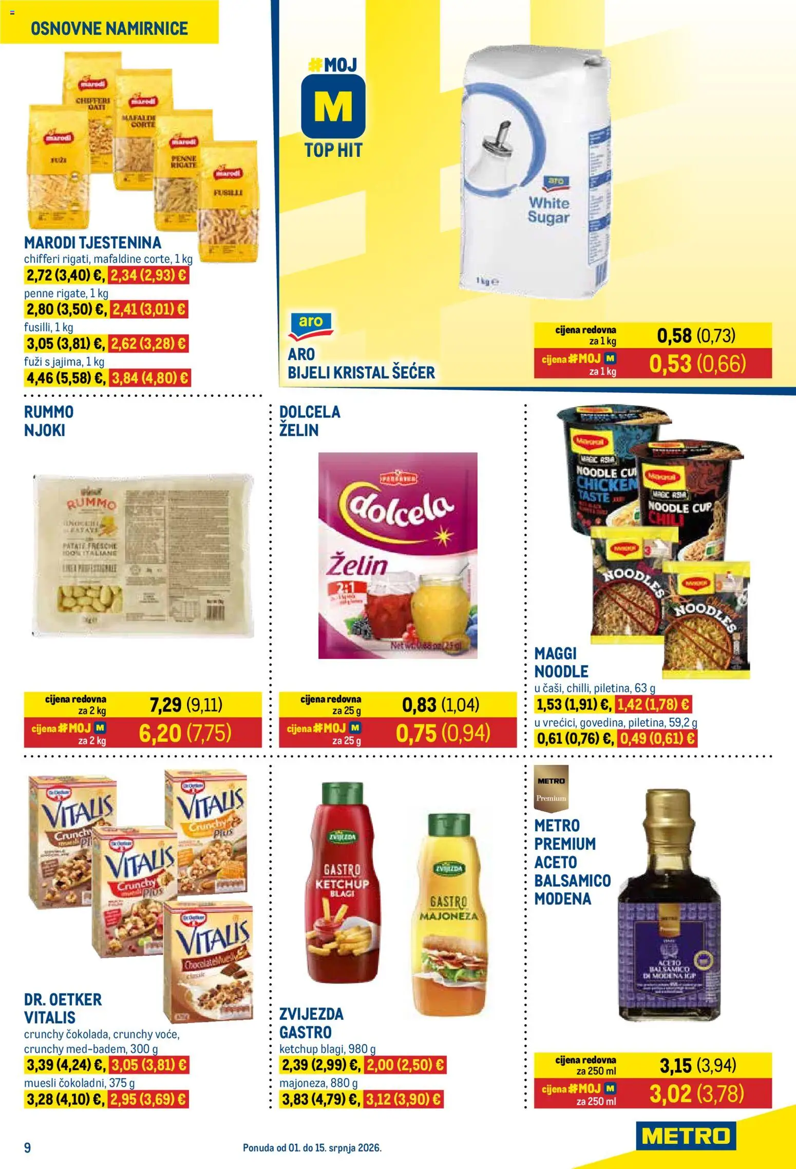 Metro katalog | vrijedi od 01.07.2026 | Stranica: 9 | Proizvodi: Njoki, Tjestenina, Noodle, Balsamico
