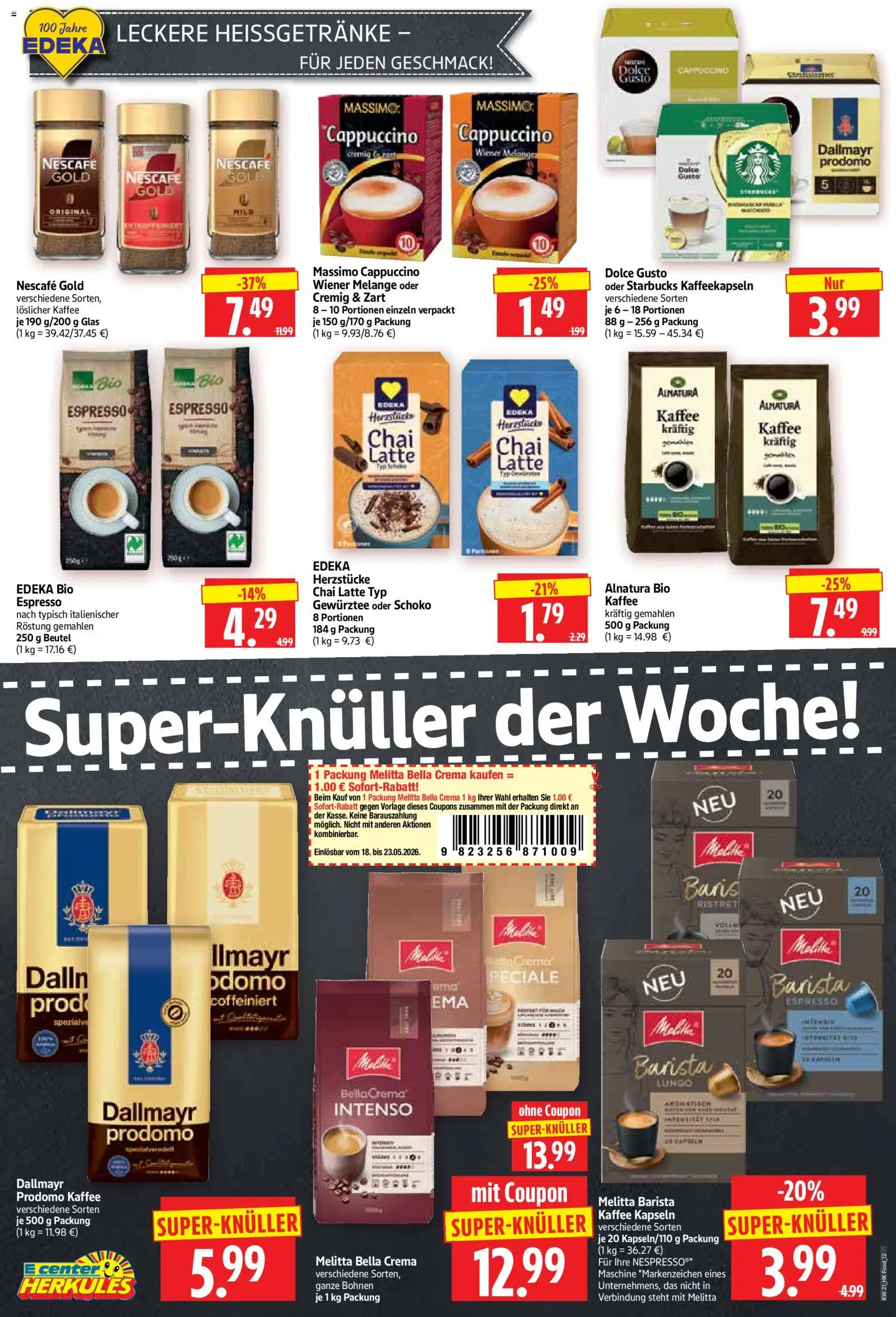 HERKULES Prospekt 	 – gültig ab 18.05.2026 | Seite: 12 | Produkte: Nescafe, Starbucks, Dallmayr prodomo, Nescafe gold