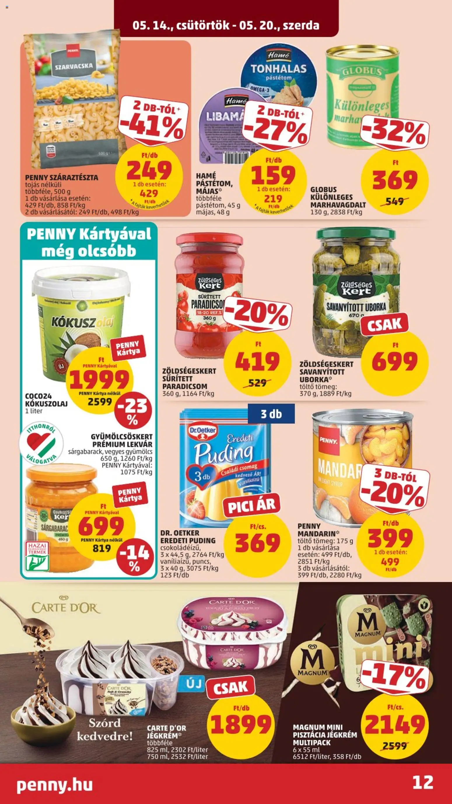 PENNY akciós ujság - amely érvényes a következő dátumtól: 14.05.2026 | Oldal: 16 | Termékek: Lekvár, Tojás, Pástétom, Jégkrém