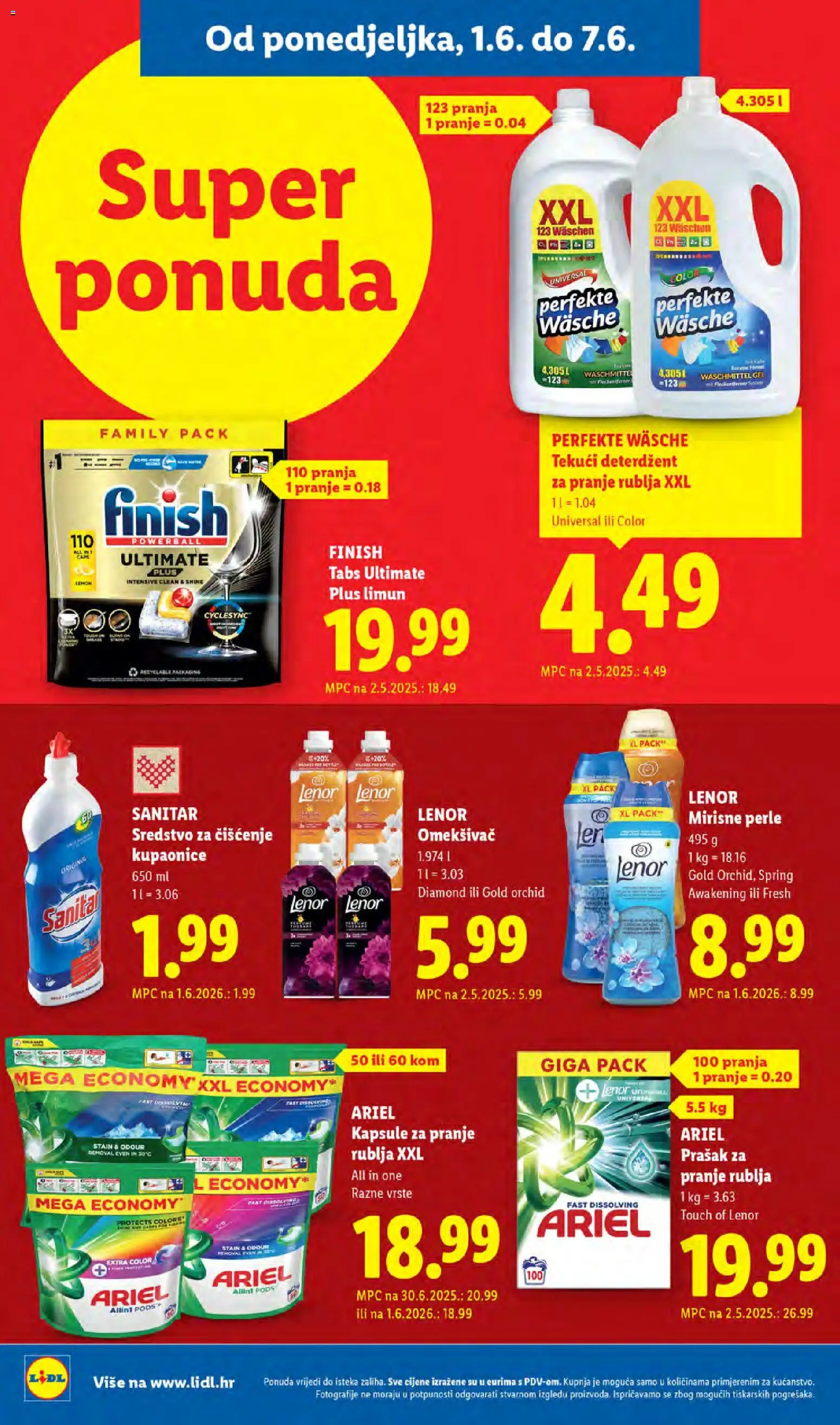 Lidl katalog | vrijedi od 01.06.2026 | Stranica: 22 | Proizvodi: Omekšivač, Deterdžent, Finish, Lenor