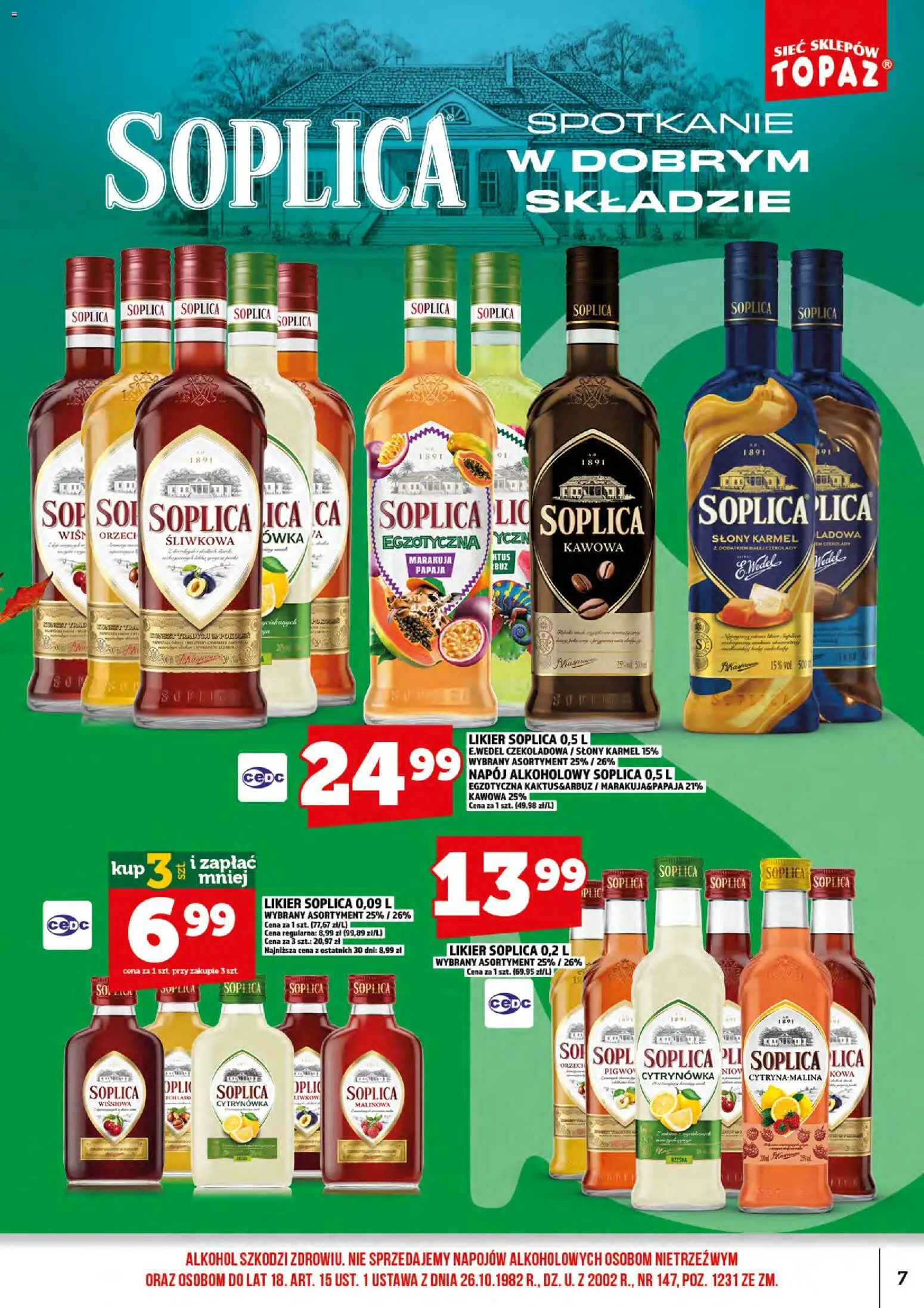 Topaz gazetka alkoholowa od 16.10.2026 | Strona: 9 | Produkty: Czekoladowa, Słony karmel, Marakuja, Papaja