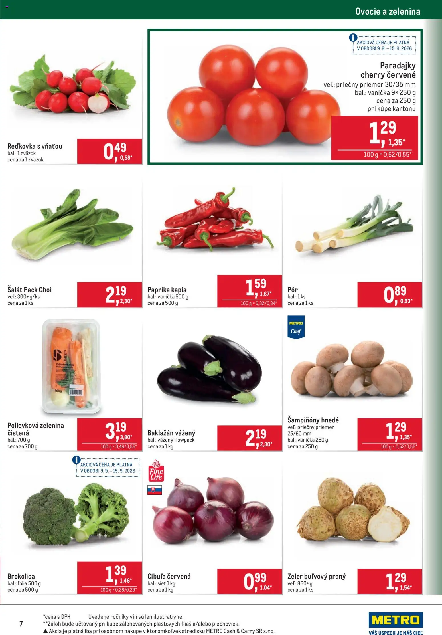 Nové Metro akcie – leták je platný od 09.09.2026 | Strana: 7 | Produkty: Paprika, Paradajky, Zelenina, Kápia