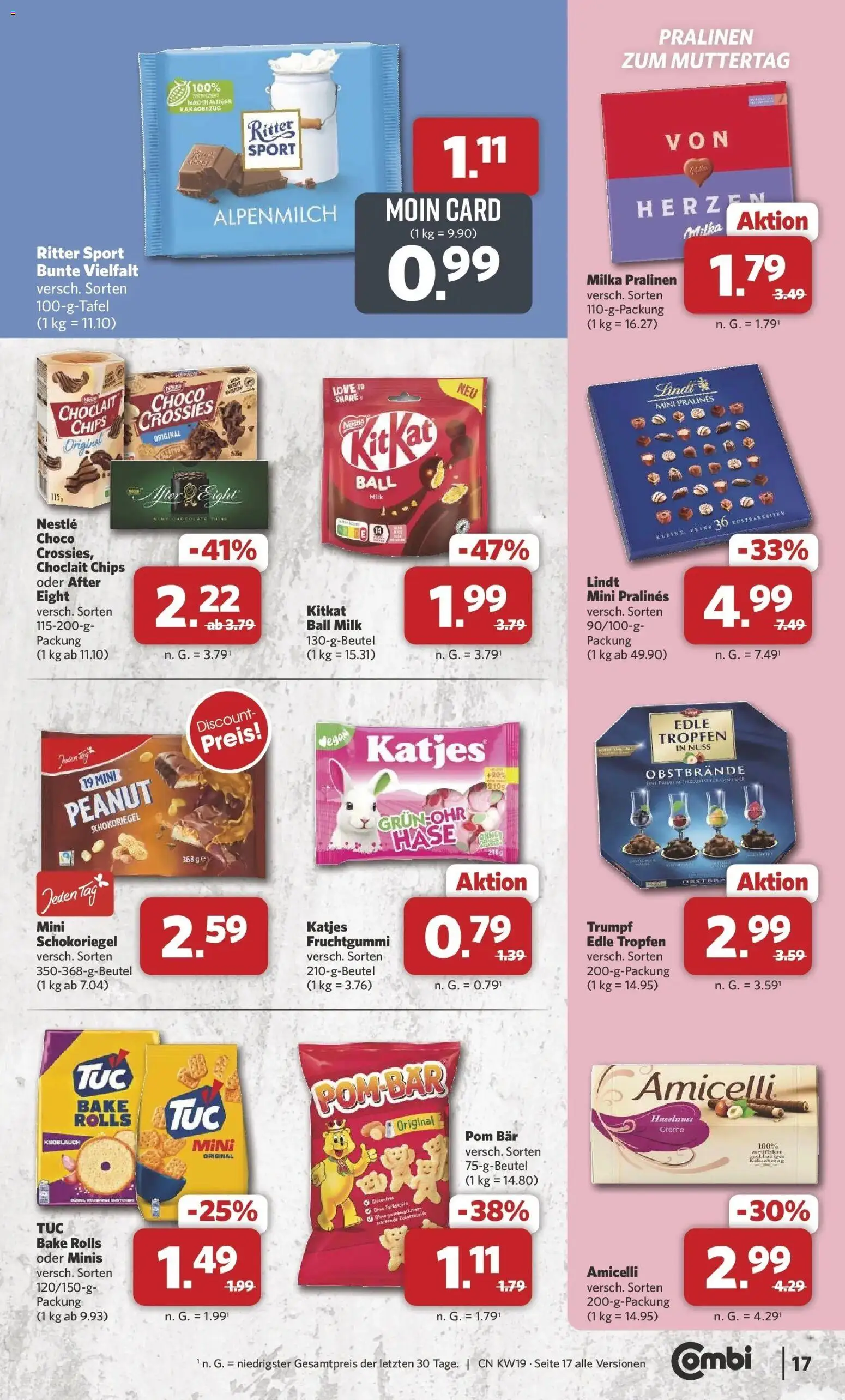 Combi Unsere Wochenangebote – gültig ab 04.05.2026 | Seite: 17 | Produkte: Ritter sport, Milka, Lindt, Chips