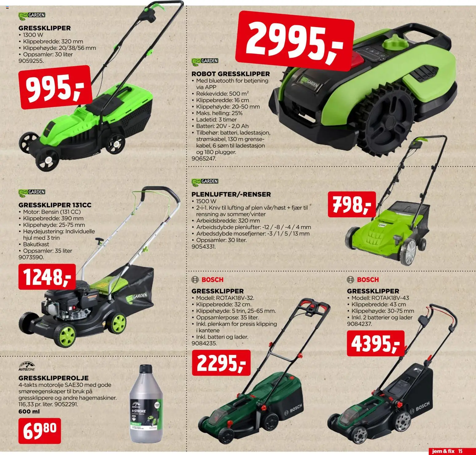 {H1} | Side: 15 | Produkter: Ladestasjon, Сантехнічне кріплення, Gressklipper, Batteri