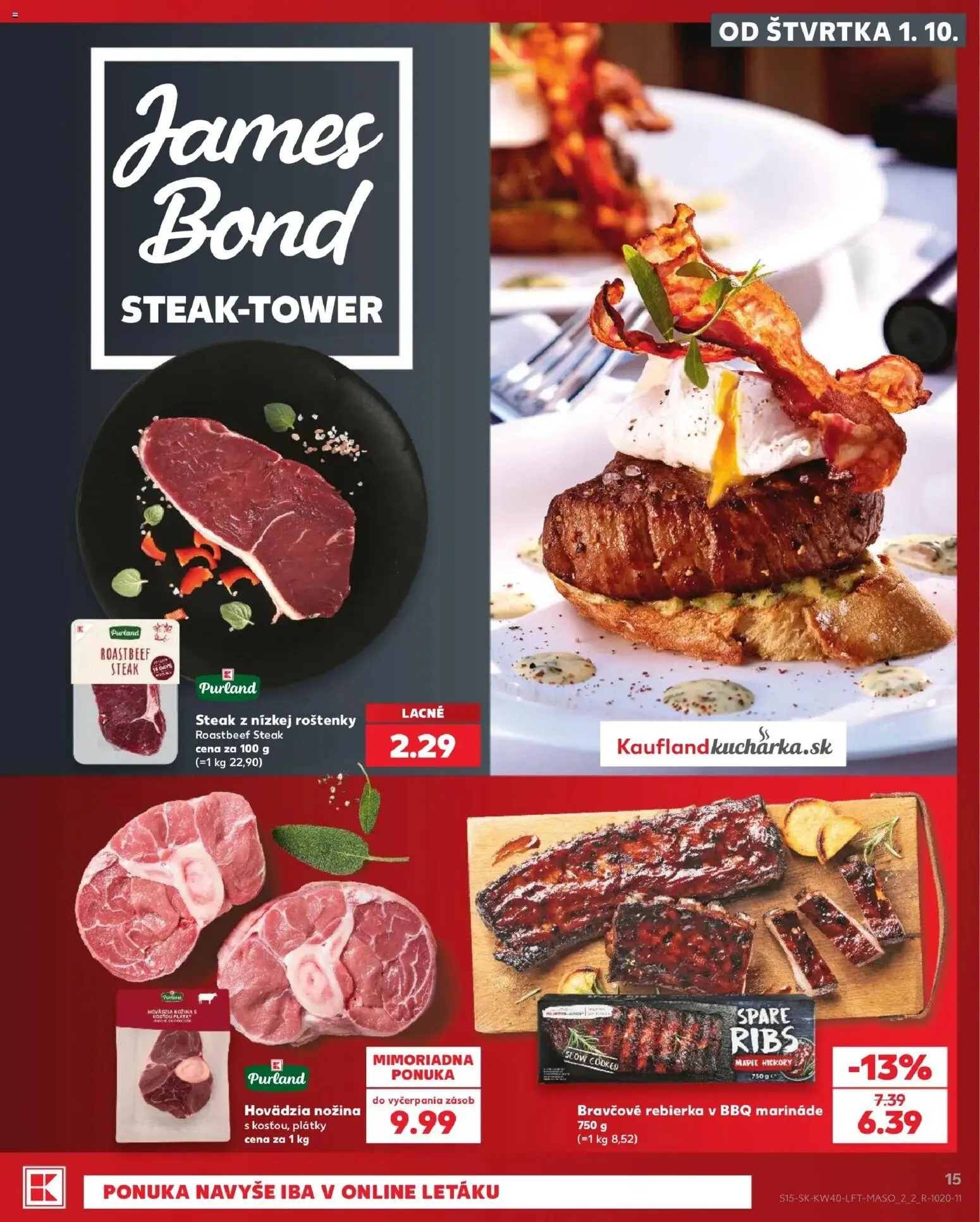 Nové Kaufland akcie – leták je platný od 01.10.2026 | Strana: 15 | Produkty: Hodiny, Kôš, Steak