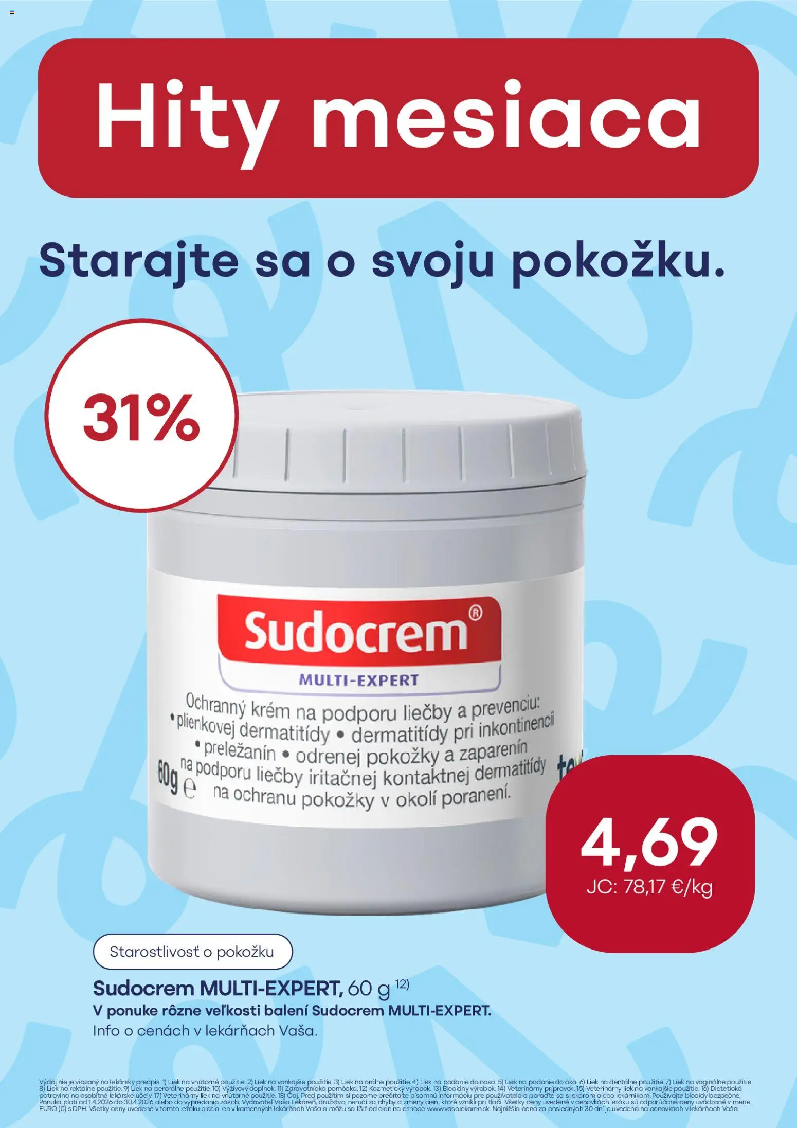 Nové Vaša lekáreň akcie – leták je platný od 01.04.2026 | Strana: 9 | Produkty: Sudocrem, Krém
