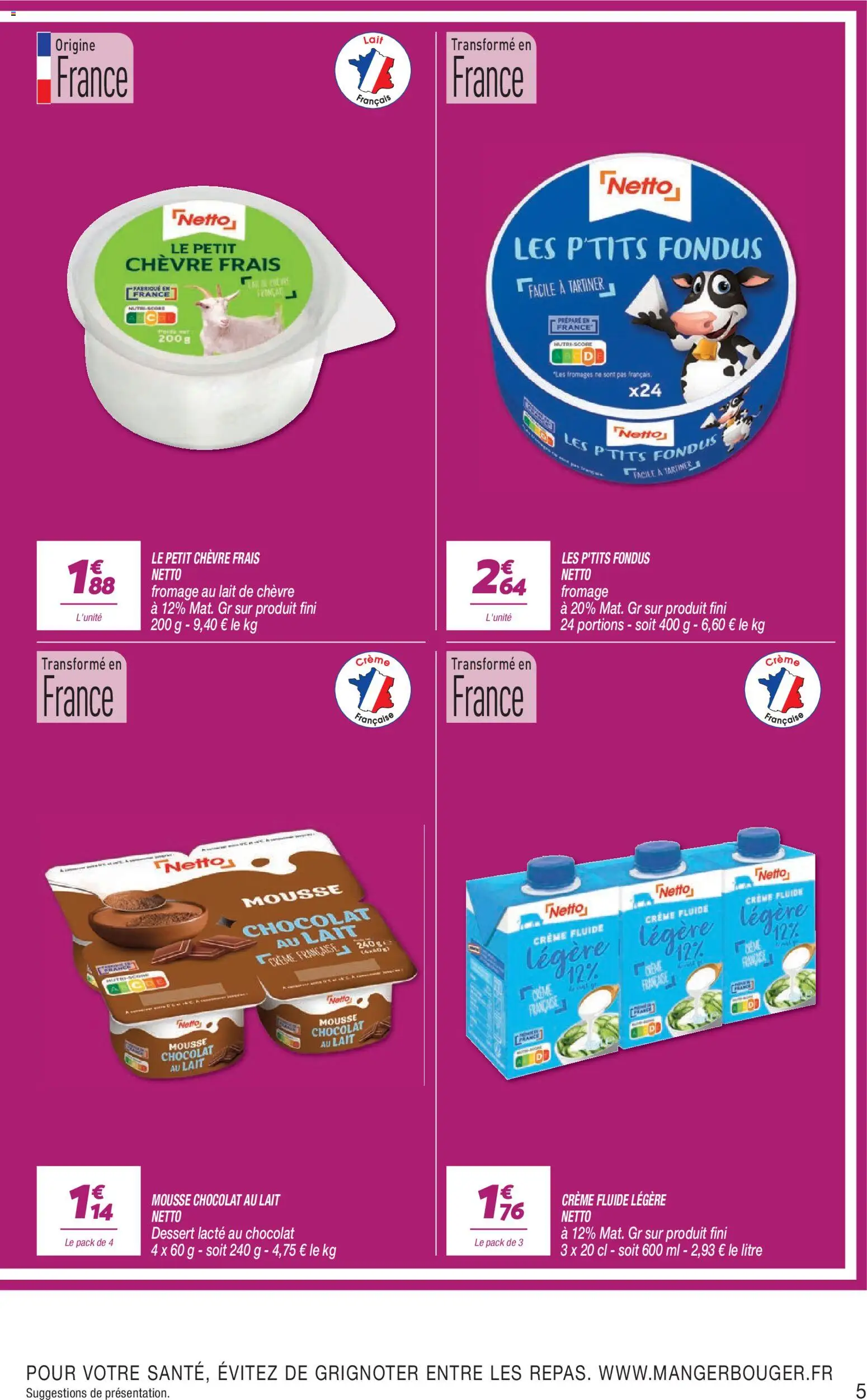 {H1} | Page: 5 | Produits: Lait, Fromage, Chocolat, Crème