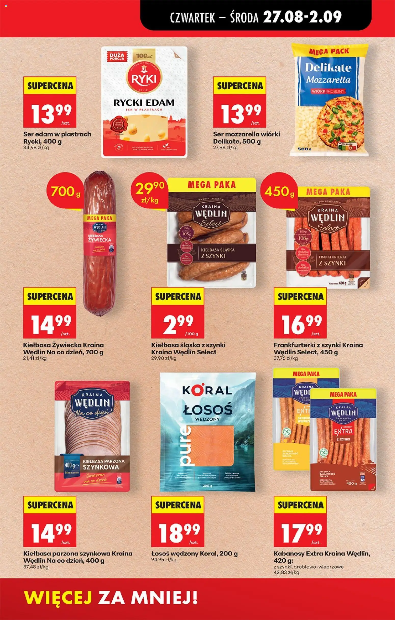 Biedronka gazetka od czwartku od 27.08.2026 | Strona: 55 | Produkty: Frankfurterki, Łosoś, Ser, Mozzarella