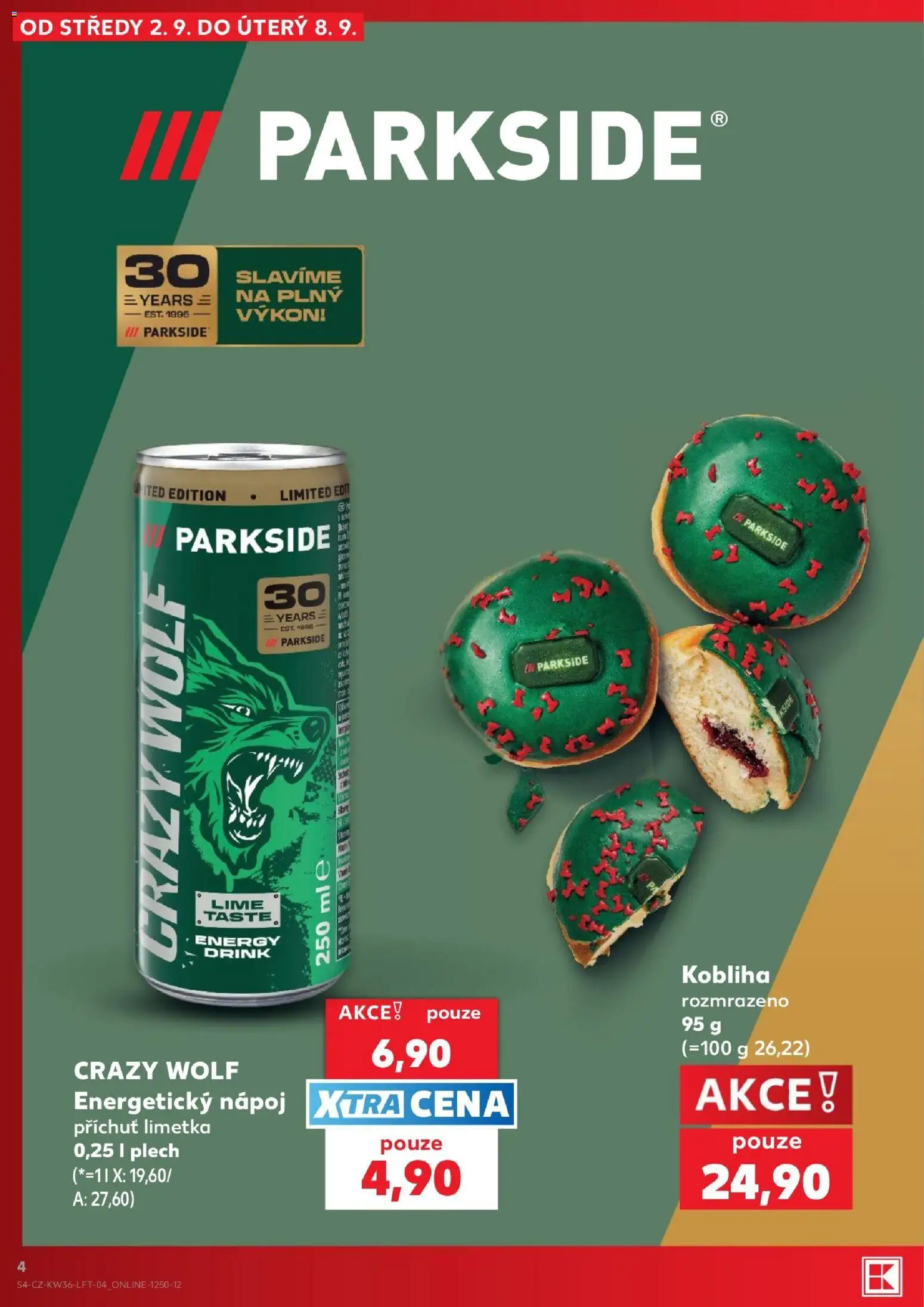 Kaufland leták - Chomutov od 02.09.2026 | Strana: 4 | Produkty: Kobliha, Crazy Wolf, Plech, Limetka