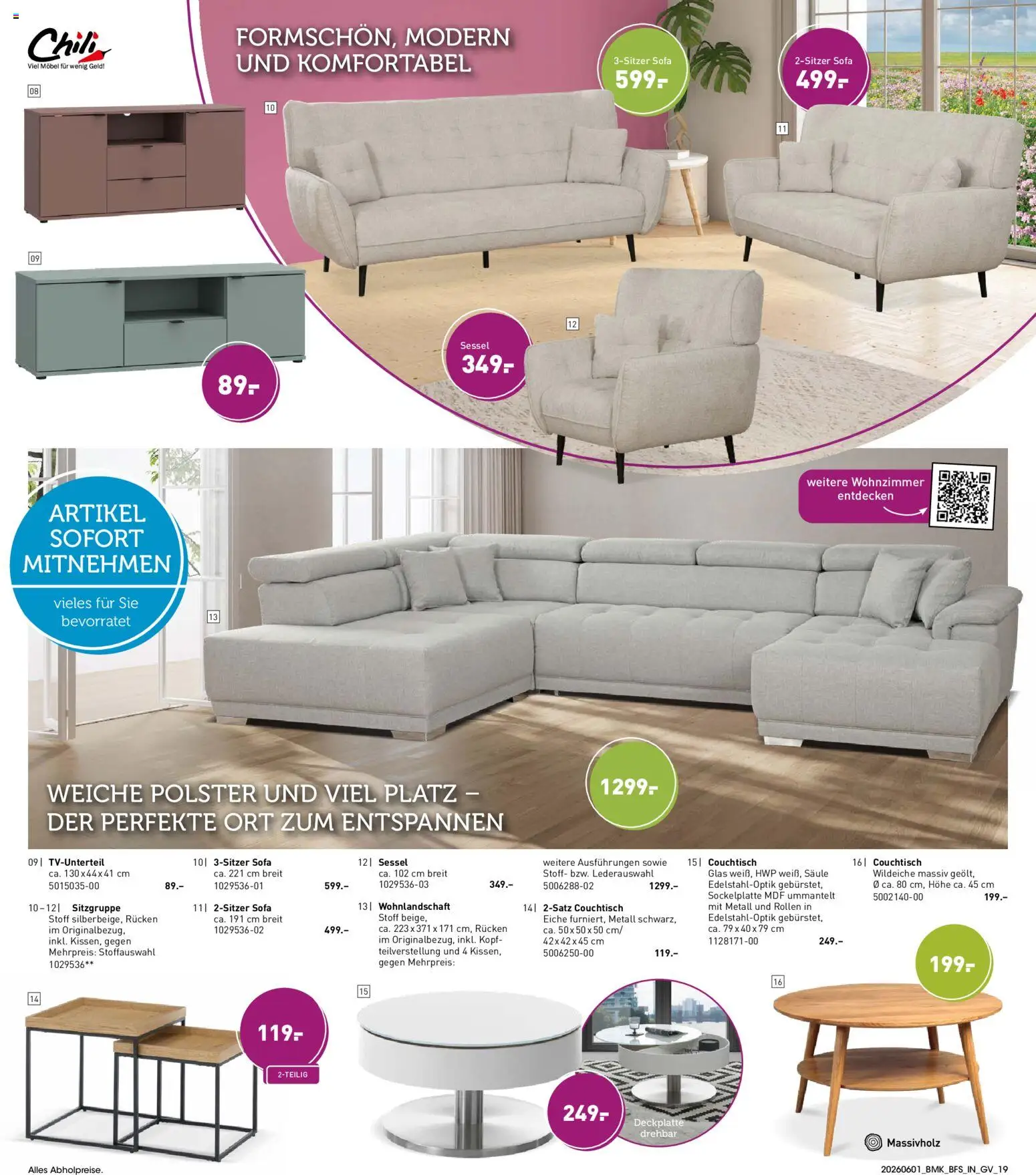 Möbel Martin Prospekt – gültig ab 01.06.2026 | Seite: 19 | Produkte: Wohnlandschaft, Sofa, Sessel, Chili
