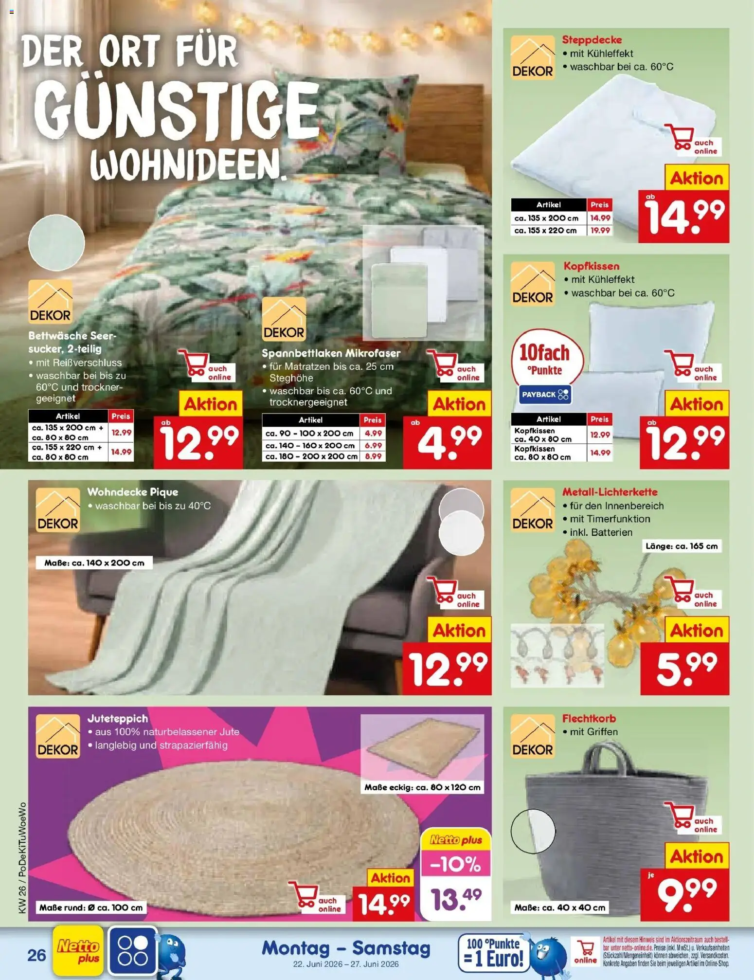 Netto Marken-Discount Prospekt Regensburg – gültig ab 21.06.2026 | Seite: 38 | Produkte: Trockner, Batterien, Bettwäsche, Kopfkissen