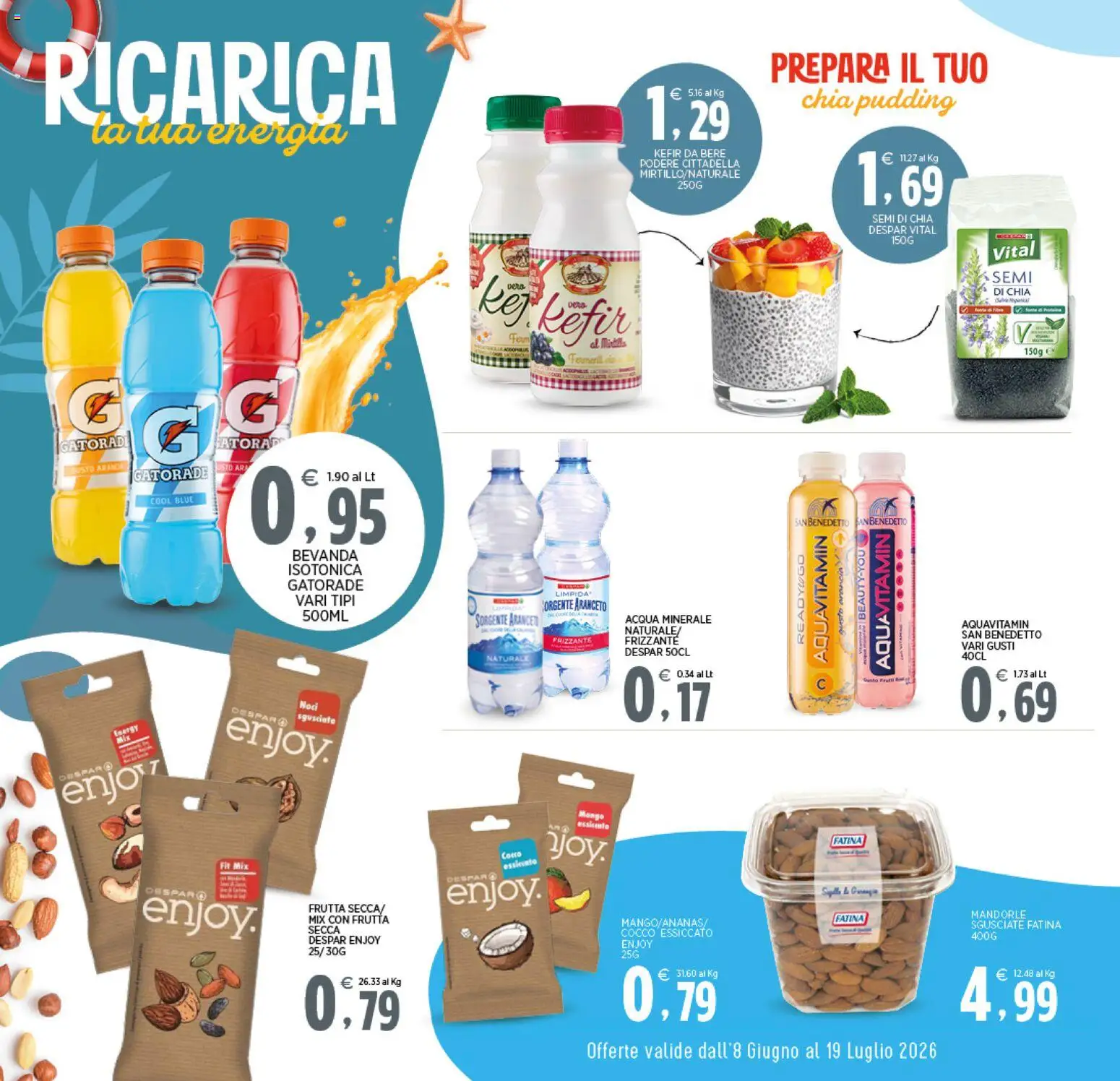 Volantino Interspar del 08.06.2026 | Pagina: 2 | Prodotti: Frutta, Mandorle, Cocco, Acqua minerale