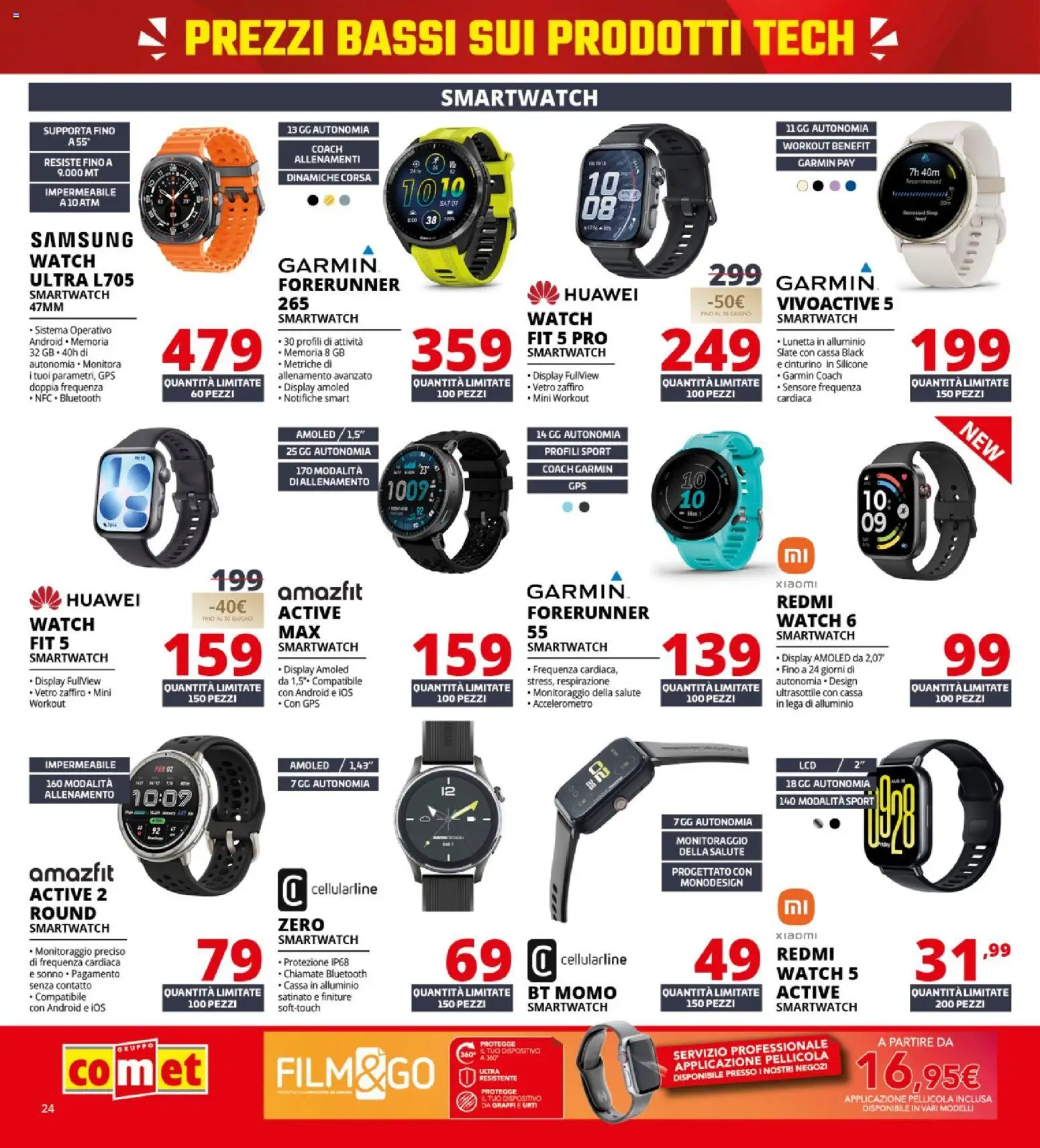 Volantino Comet del 21.05.2026 | Pagina: 24 | Prodotti: Huawei, Alluminio, Smartwatch, Samsung