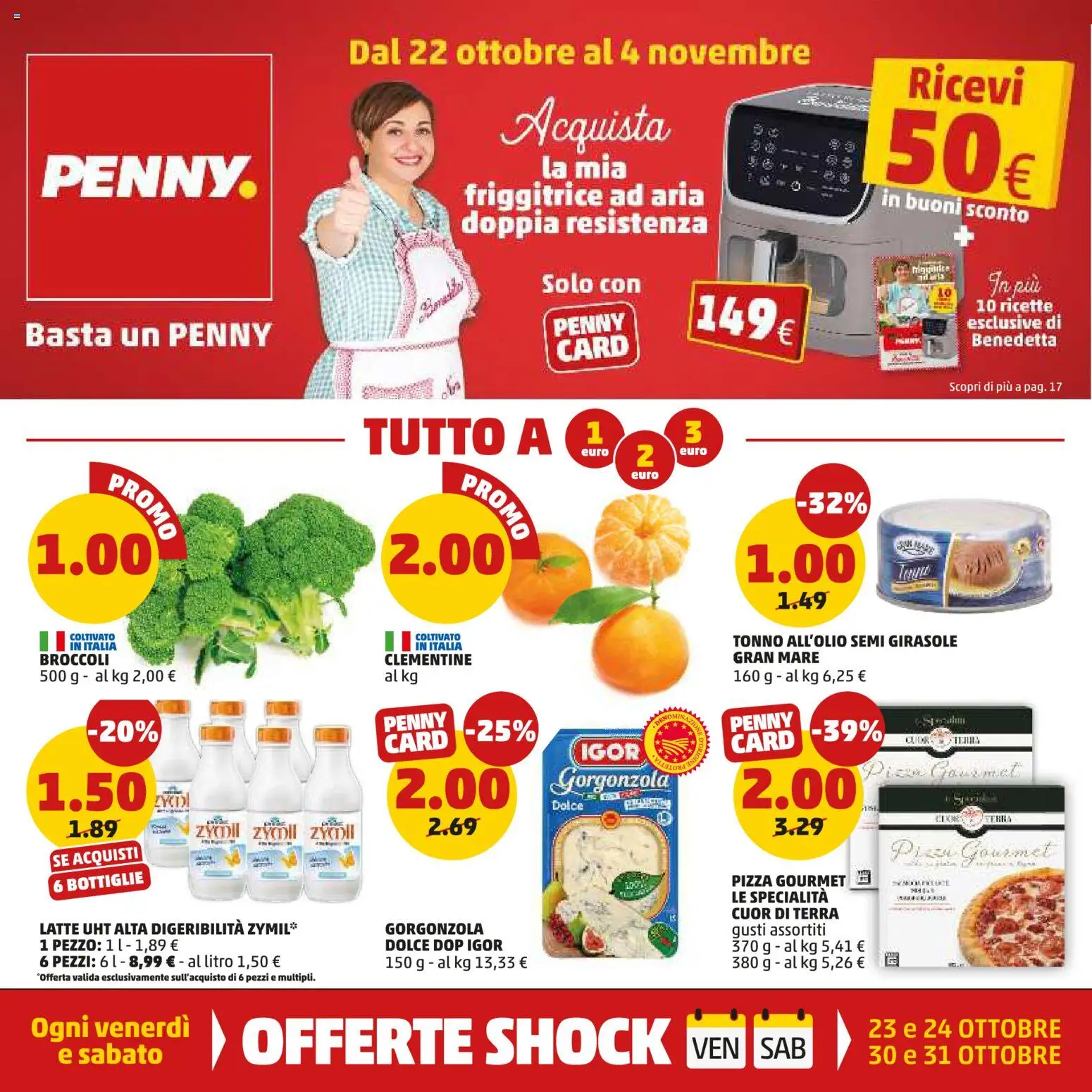 Volantino PENNY del 22/10/2026 | Pagina: 1 | Prodotti: Friggitrice ad aria, Pizza, Gorgonzola, Terra