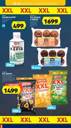 XXL MUFFIN, 6 DARAB*, csokoládé vagy stracciatella, 540 g/csomag - amely érvényes a következő dátumtól: 21.05.2026 | Oldal: 42