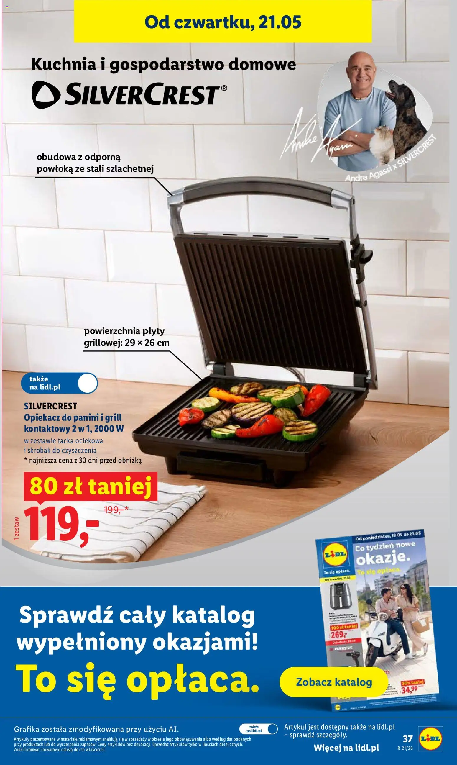 Lidl gazetka od 21.05.2026 | Strona: 37 | Produkty: Grill, Opiekacz, Plyty, Panini