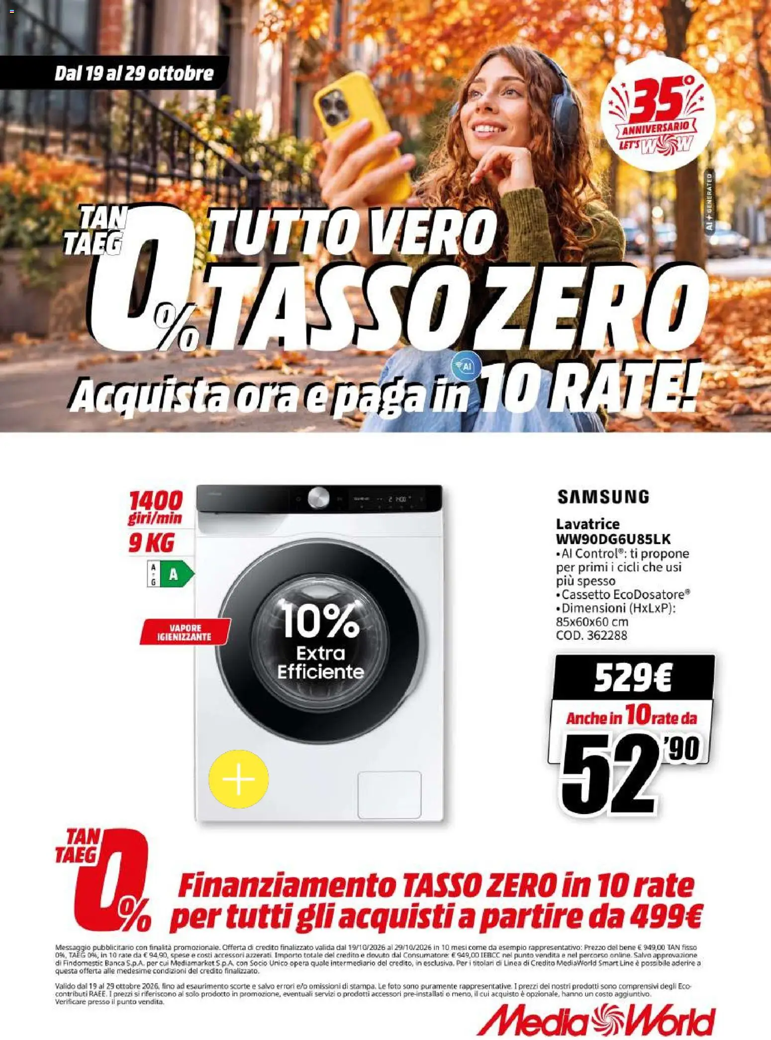 Volantino Media World del 19/10/2026 | Pagina: 57 | Prodotti: Lavatrice, Samsung