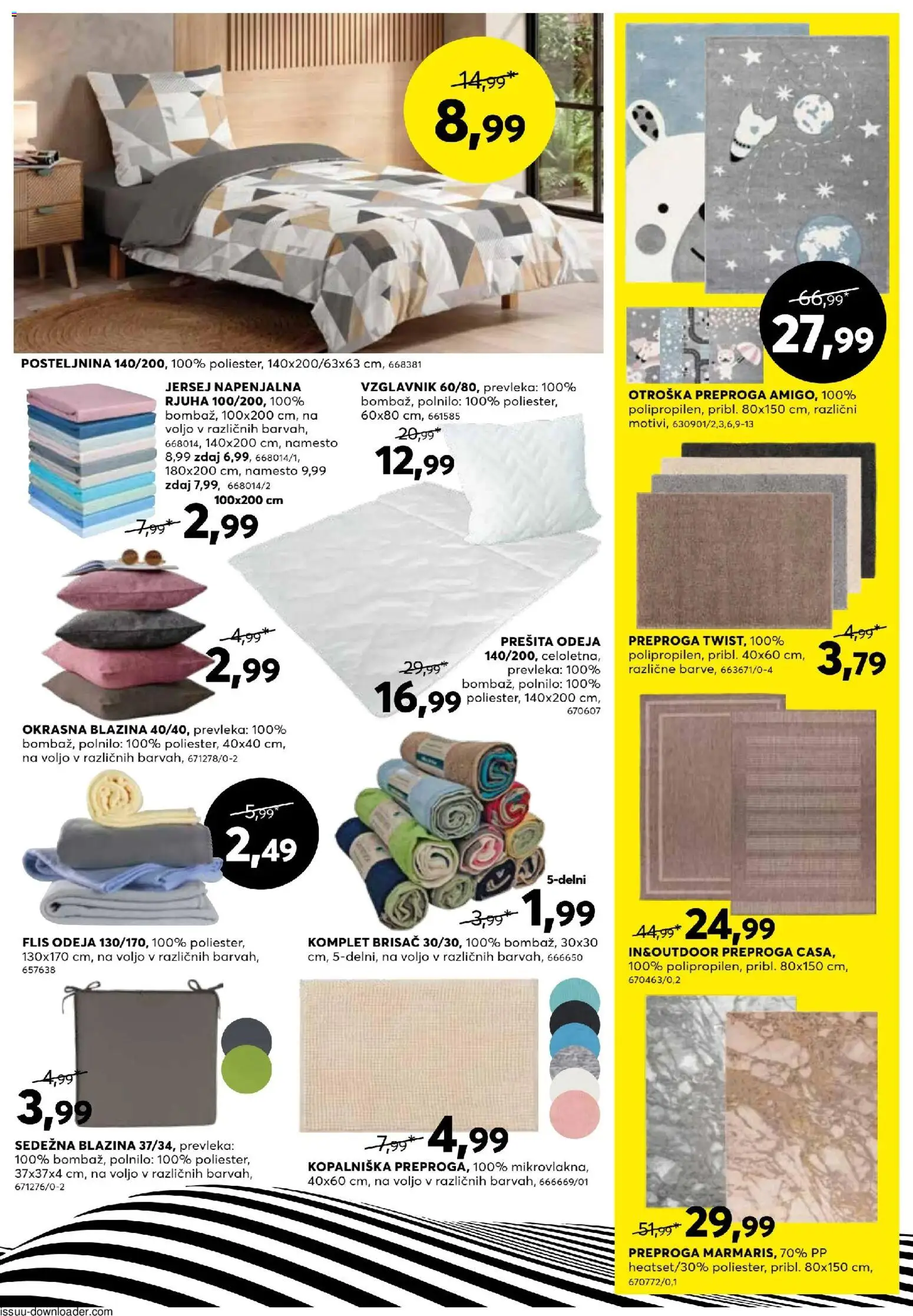 Novi Dipo katalog ponudbe – veljaven od 27.05.2026 | Stran: 15 | Izdelki: Vzglavnik, Posteljnina, Rjuha, Preproga