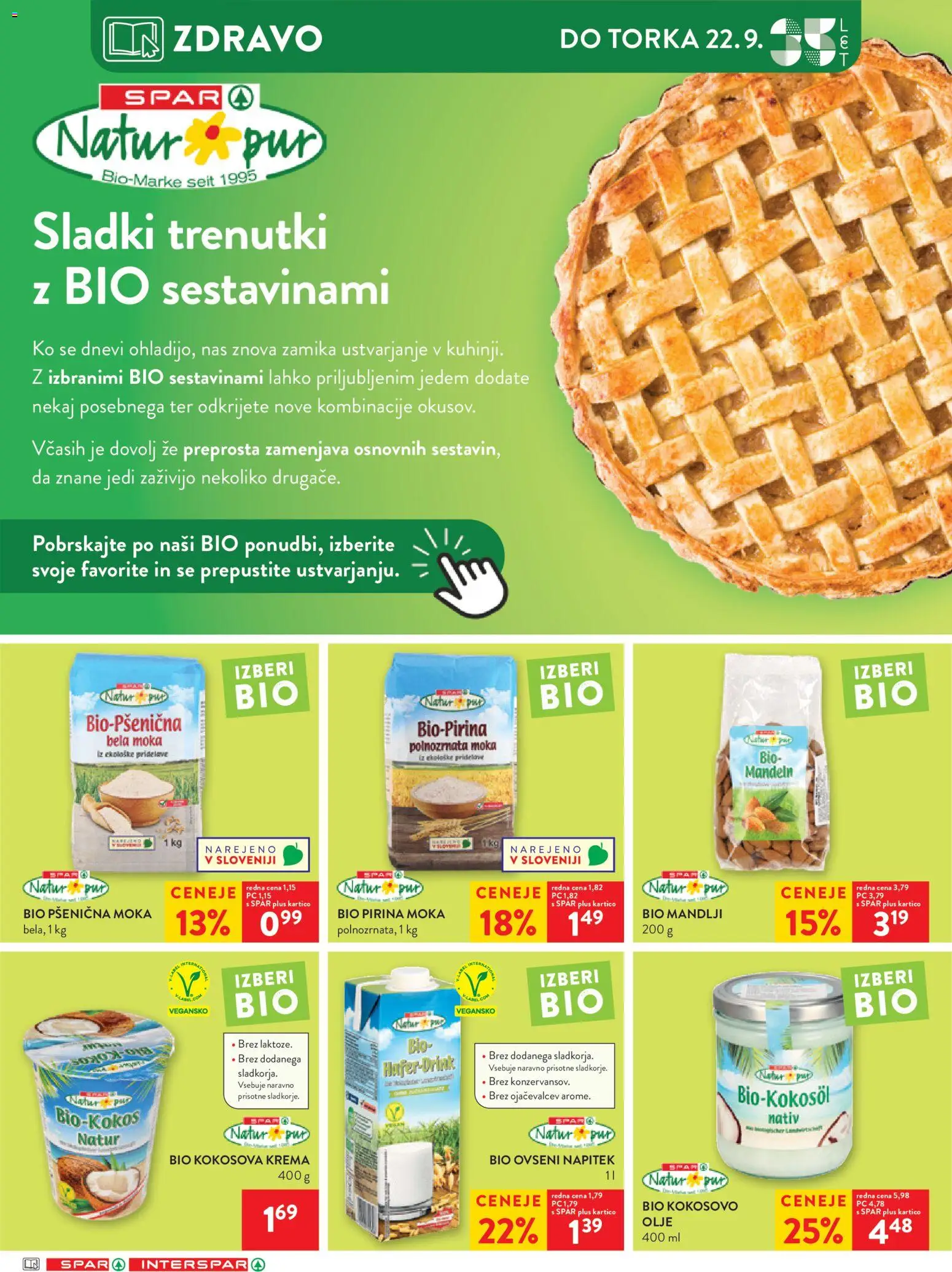 Novi Spar katalog ponudbe – veljaven od 16.09.2026 | Stran: 38 | Izdelki: Moka, Mandlji, Krema, Olje