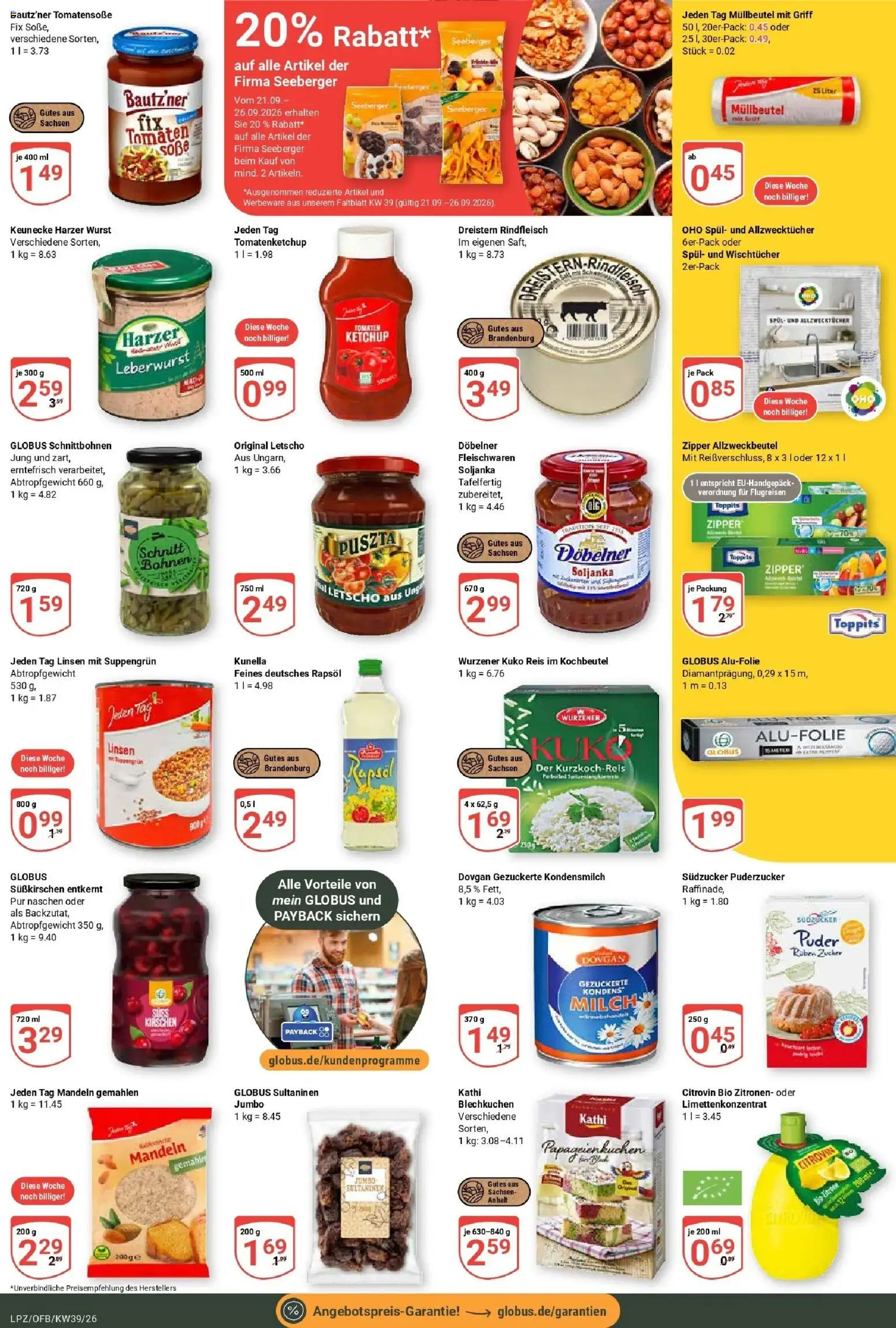 Globus Prospekt Leipzig (ab 21.09.2026) » Angebote online | Seite: 22 | Produkte: Tomaten, Kondensmilch, Reis, Rindfleisch