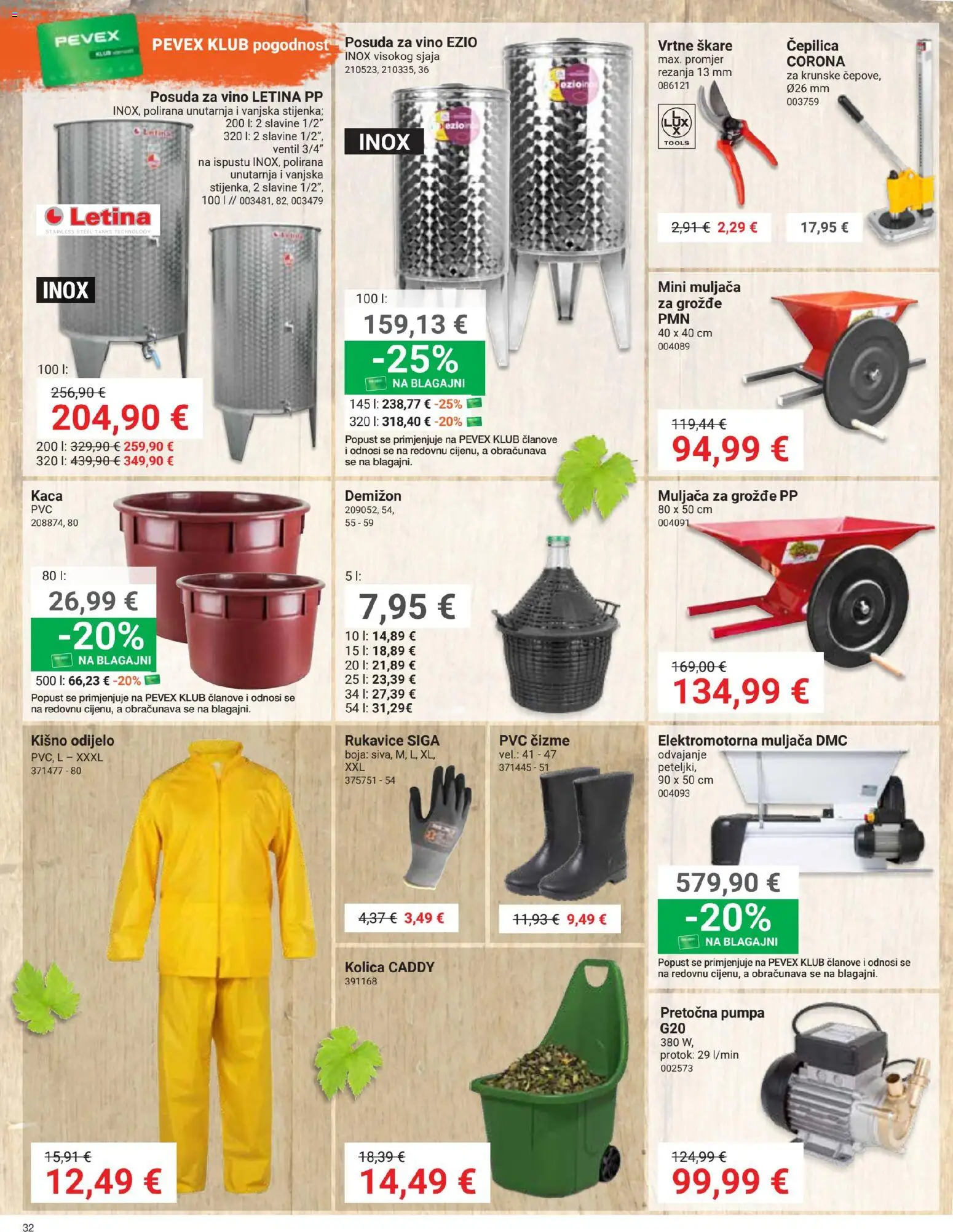 Pevex katalog | vrijedi od 27.08.2026 | Stranica: 32 | Proizvodi: Vrtne skare, Odijelo, Demižon, Ventil