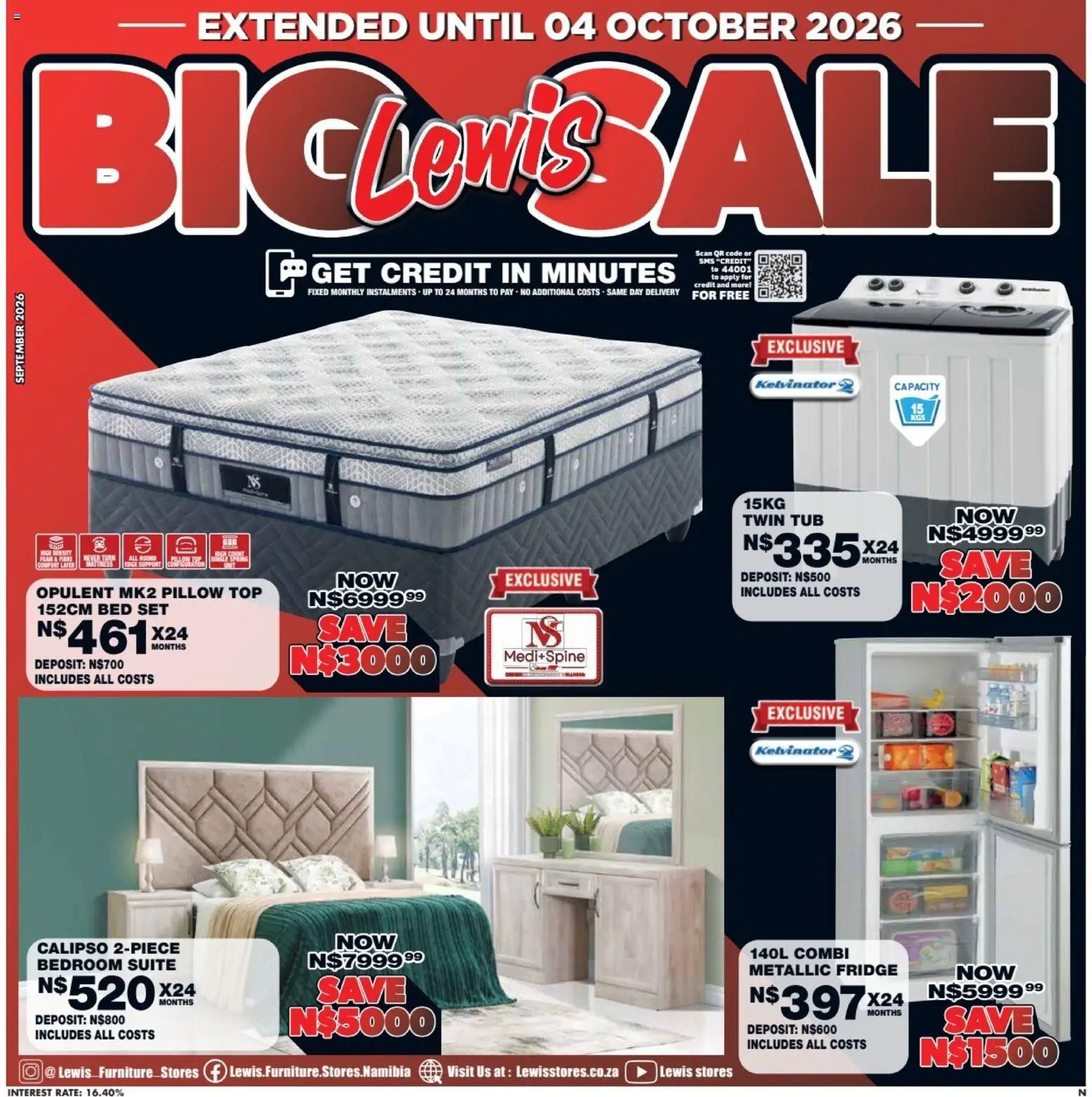 New Lewis Stores catalogue – valid from 28/09/2026 | Page: 1 | Products: Bed, Mattress, Pillow, Fridge