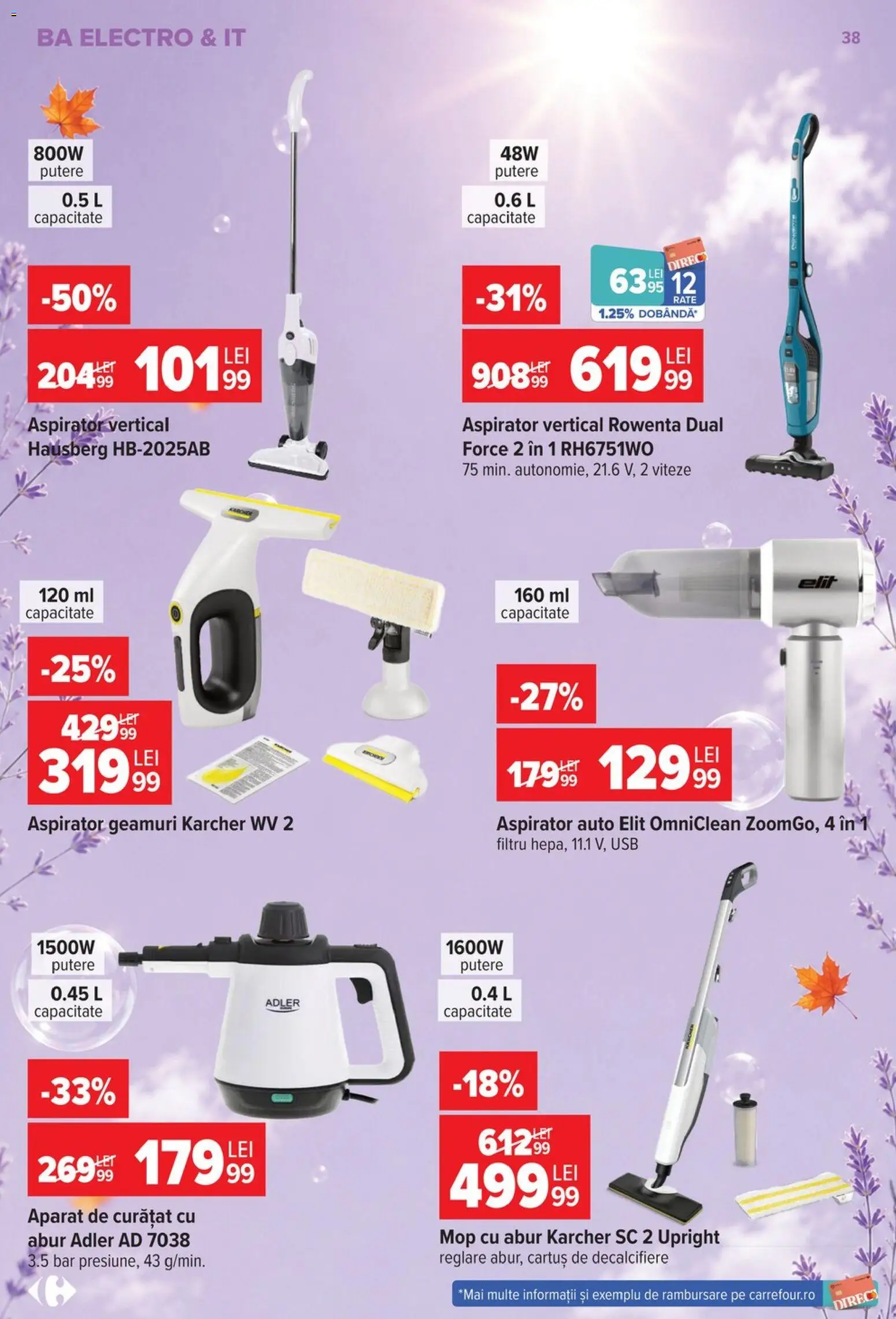 Noul catalog Carrefour – valabil de la 30.09.2026 | Pagină: 38 | Produse: Aspirator vertical, Aspirator, Mop, Aparat