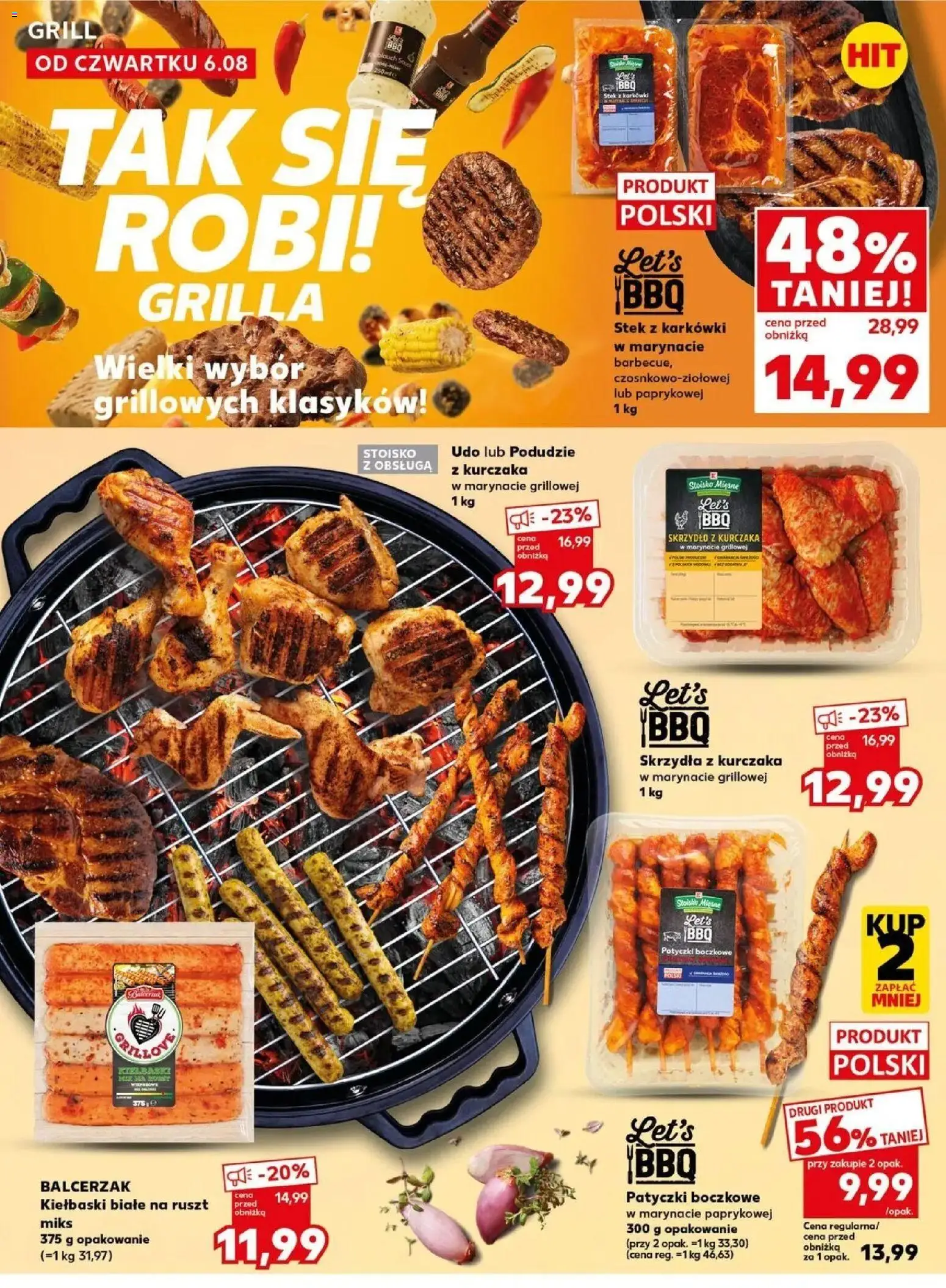 Kaufland gazetka - Super Sobota od 08.08.2026 | Strona: 12 | Produkty: Stek z karkówki, Podudzie z kurczaka, Grill, Kiełbaski