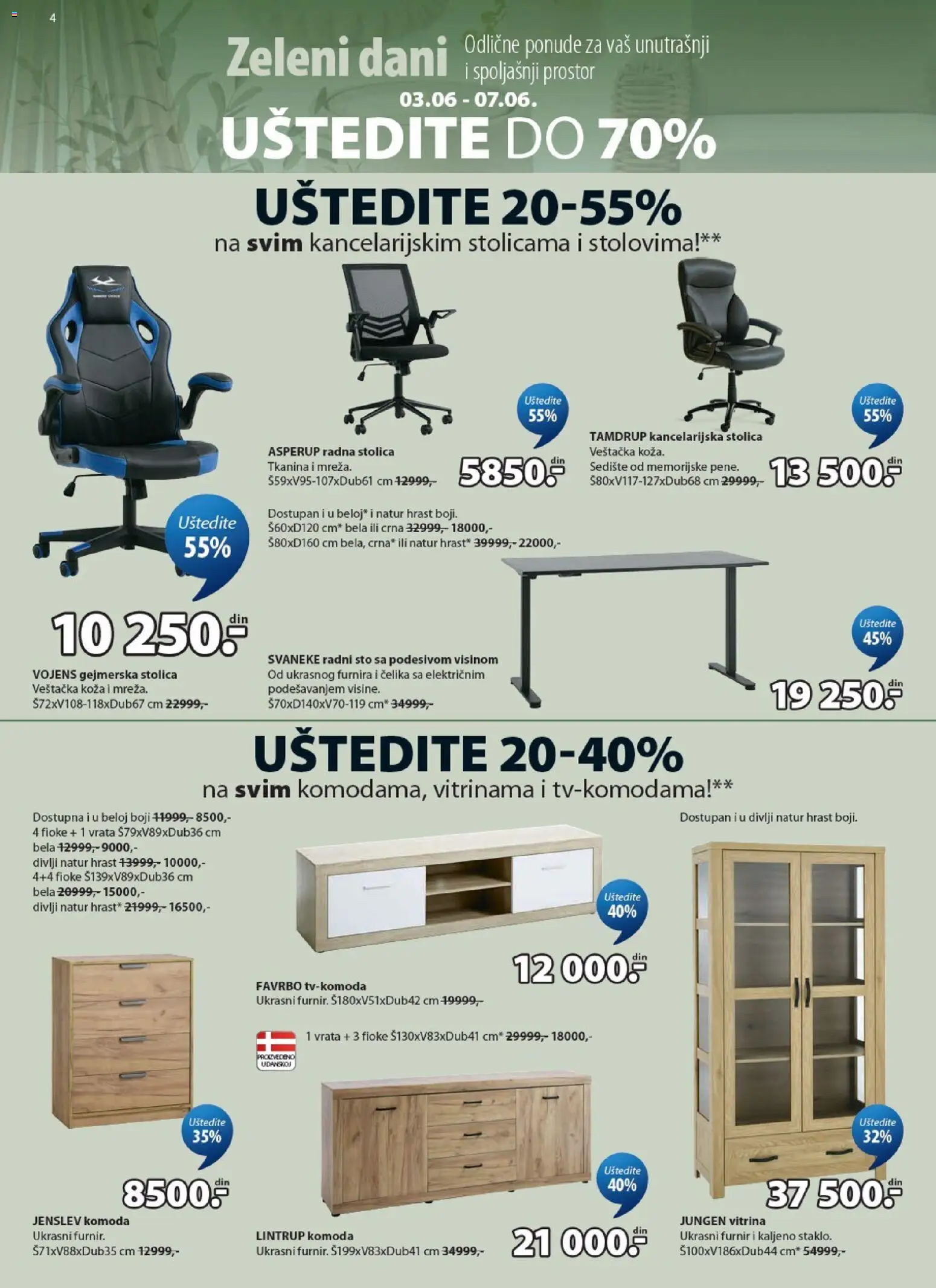 Jysk katalog - važi od 03.06.2026 | Strana: 4 | Proizvode: Komoda, Sto, Kancelarijska stolica, Gejmerska stolica