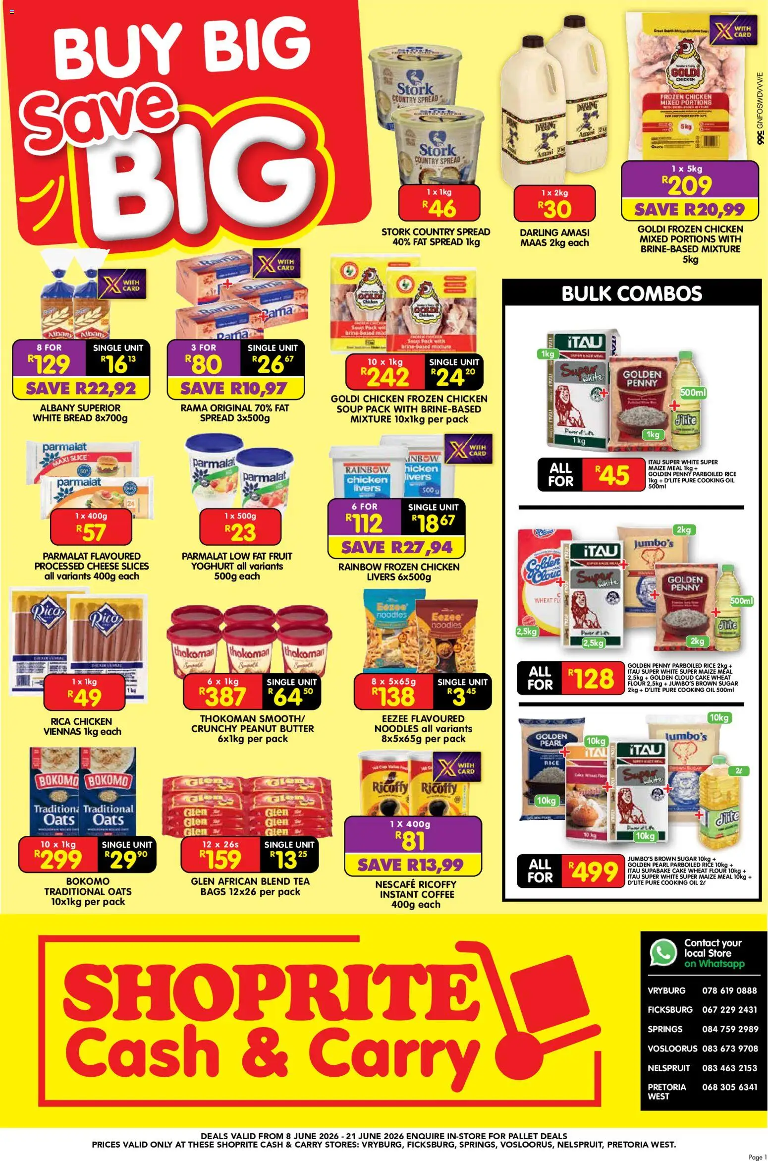 New Shoprite catalogue – valid from 08.06.2026 | Page: 1 | Products: Cheese, Coffee, Chicken, Rice