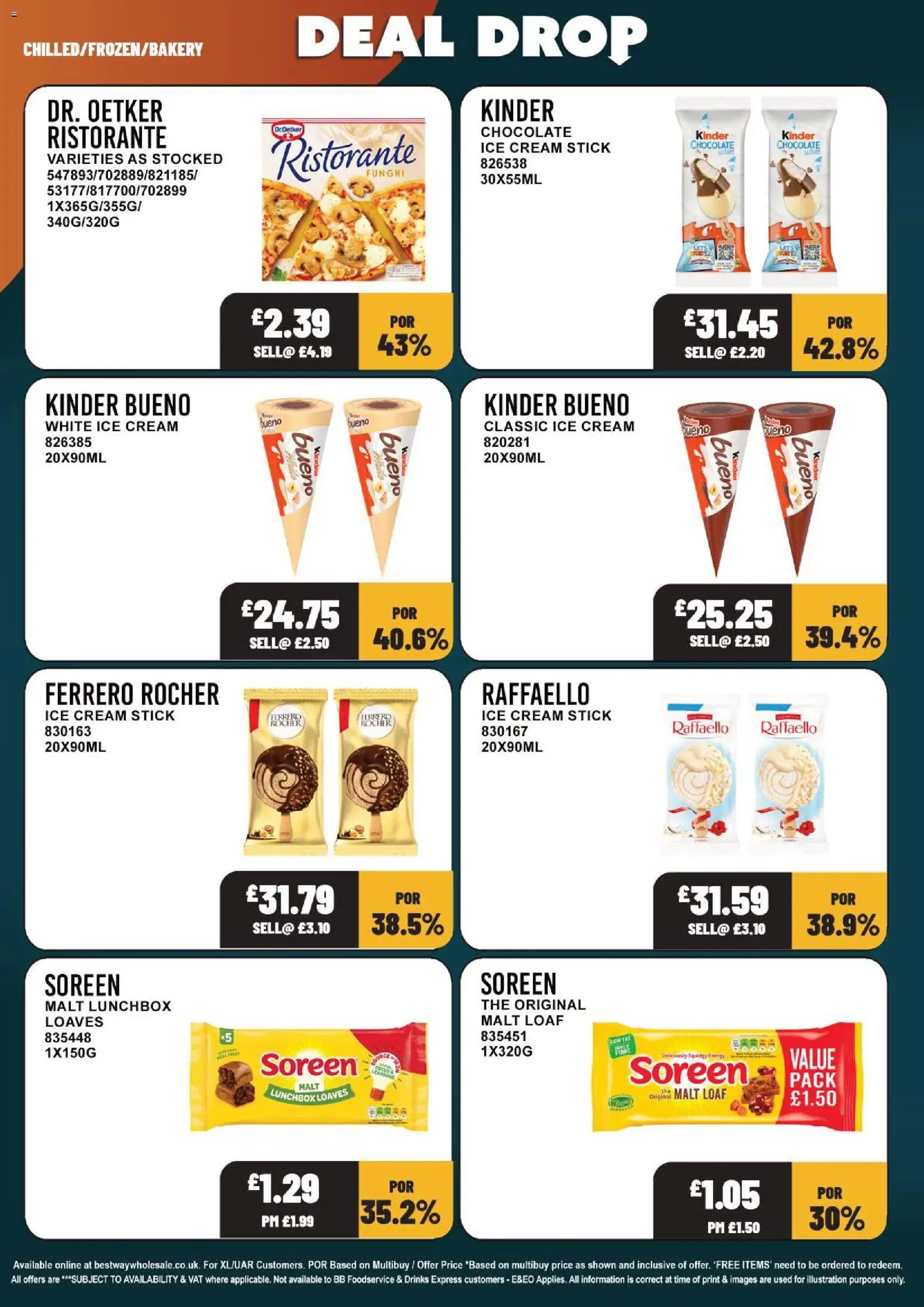 {H1} | Page: 18 | Products: Ferrero Rocher, Chocolate, Drinks, Cream