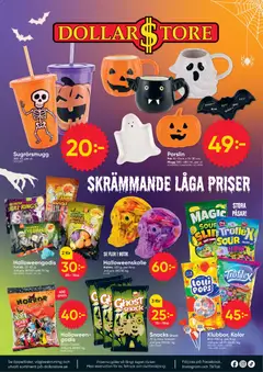 Dollar Store Halloweenblad - Förhandsvisning av reklamblad från butik Dollar Store aktuell från 29/09/2026 | Sida: 8 | Produkter: Galler, Snacks, Godis