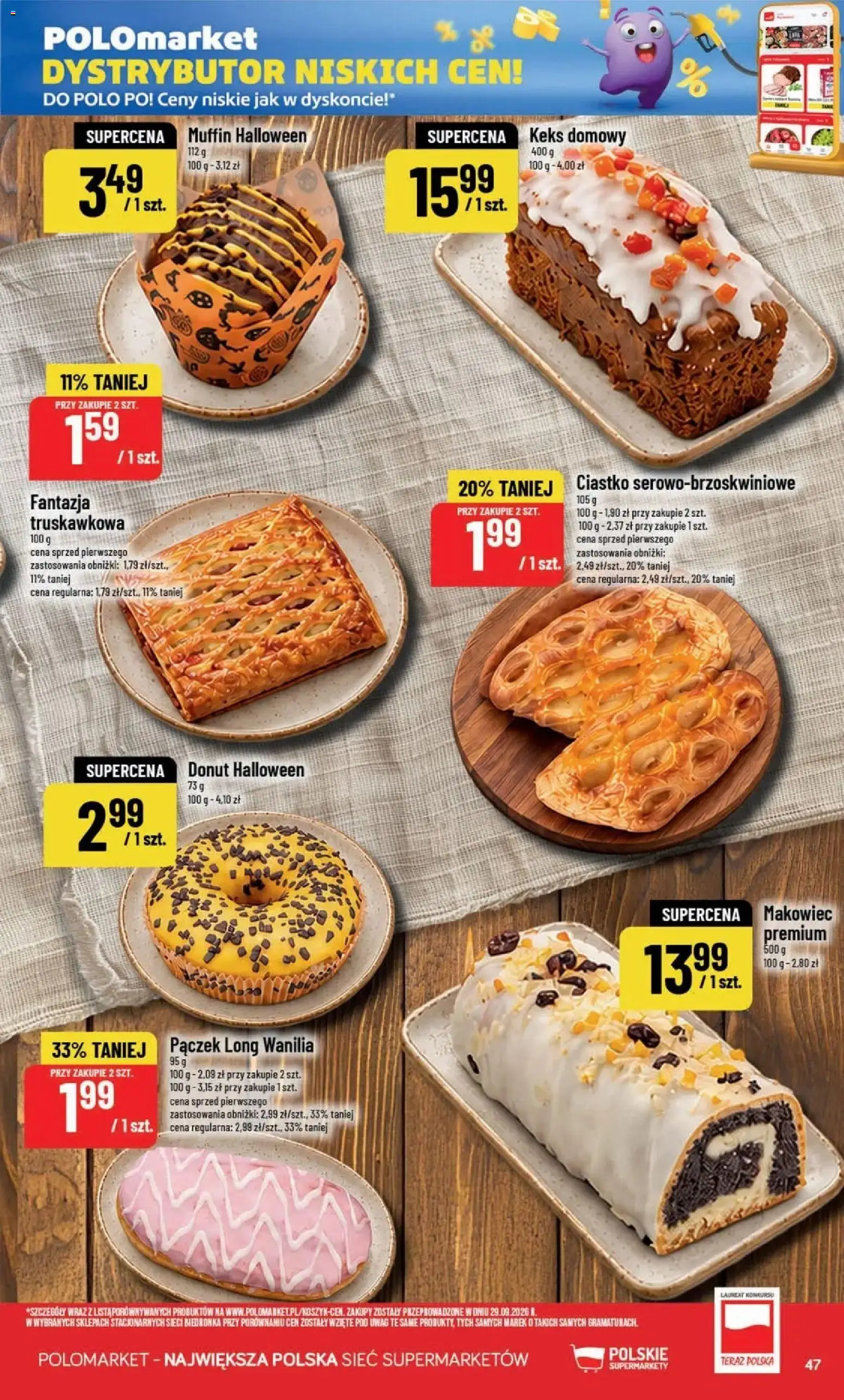 POLOmarket aktualna gazetka od 28.10.2026 | Strona: 47 | Produkty: Makowiec, Pączek, Donut, Wanilia