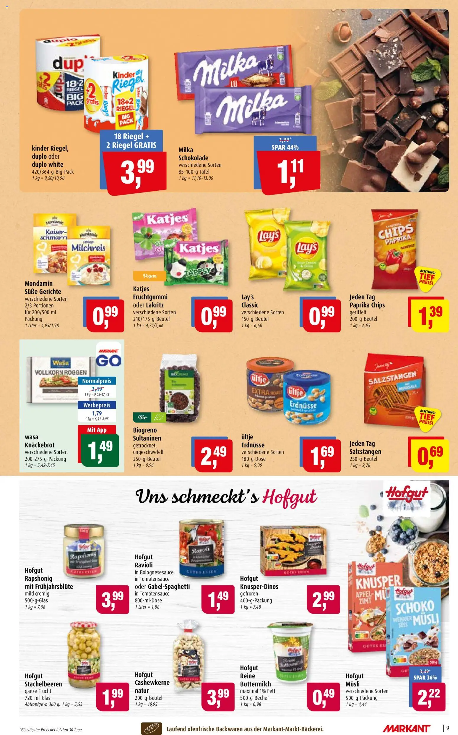 Markant Prospekt – gültig ab 24.08.2026 | Seite: 9 | Produkte: Erdnüsse, Katjes, Ofenfrische, Gerichte