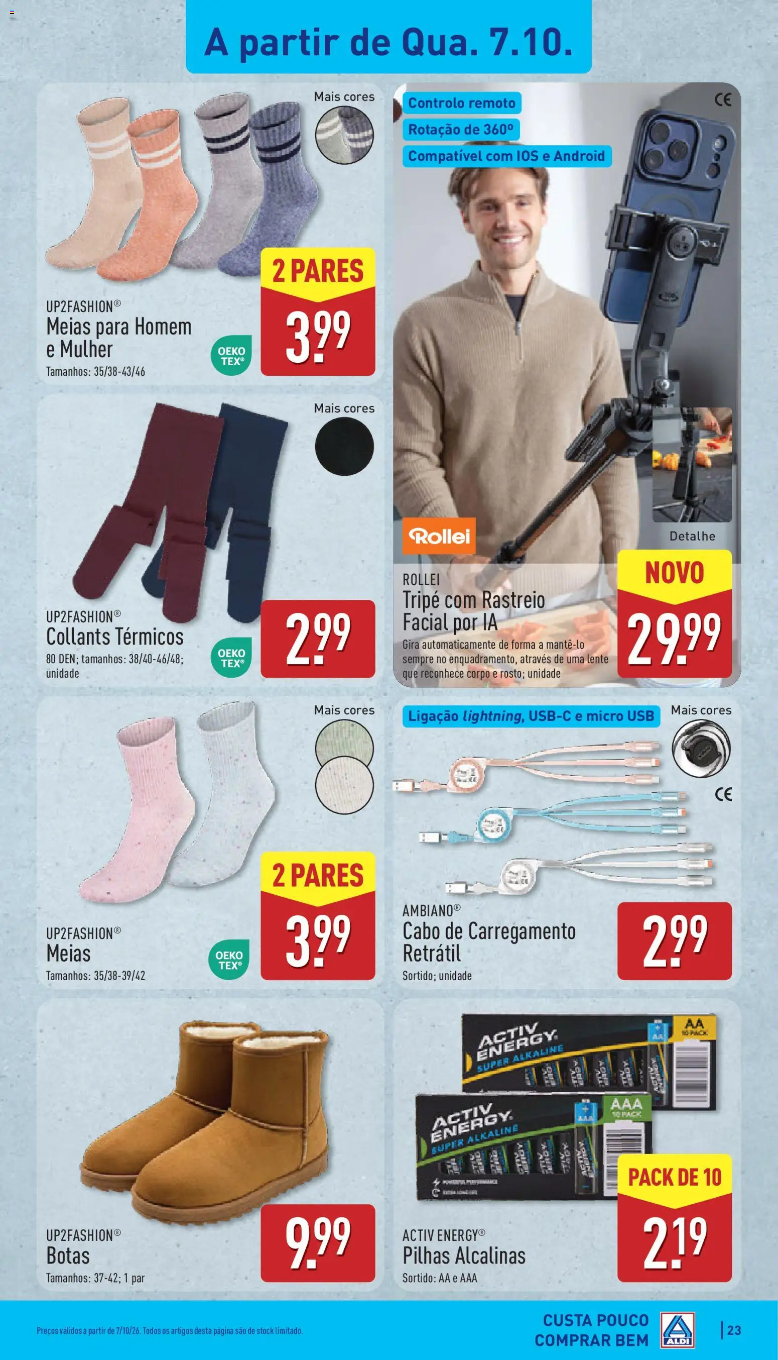 Aldi folheto │ válido de 05/10/2026 | Página: 23 | Produtos: Botas, Cabo, Lente, Pilhas