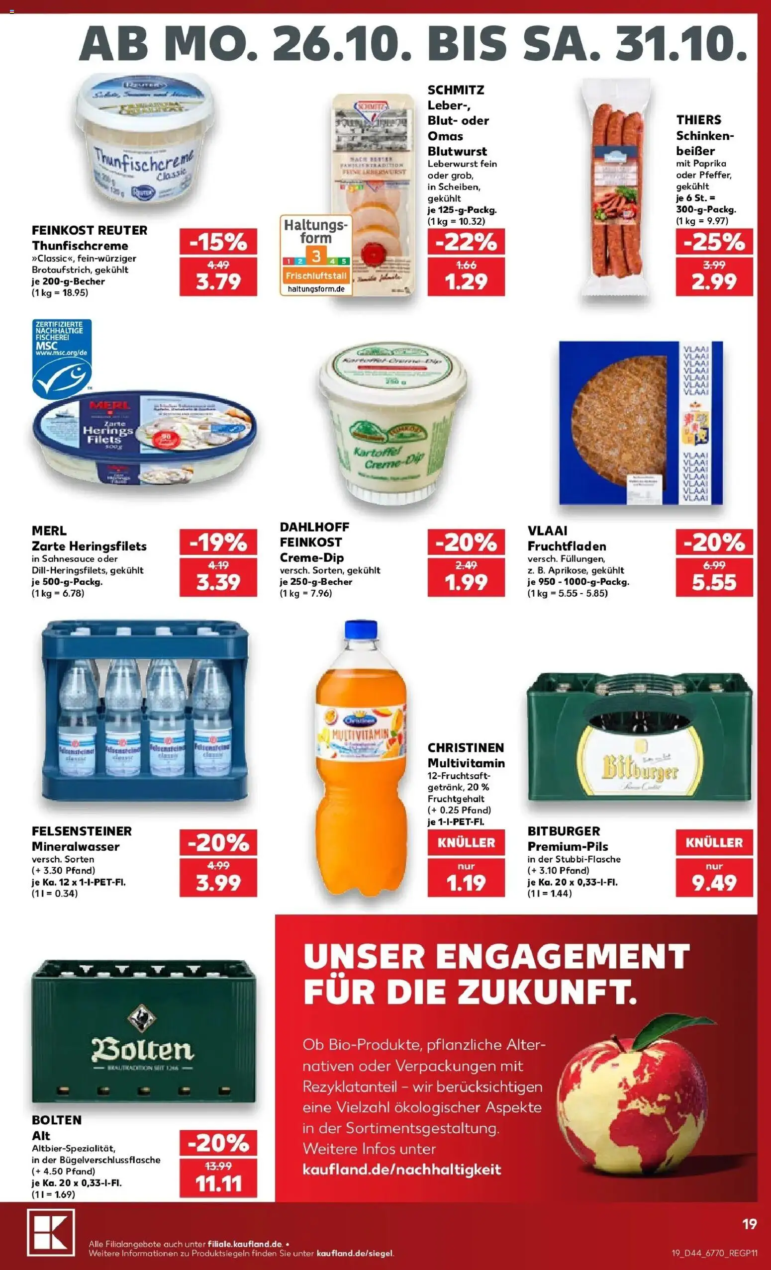 Prospekt Kaufland ab 26.10.2026 » Angebote Online zum Blättern | Seite: 23 | Produkte: Bitburger, Mineralwasser, Paprika, Schinken