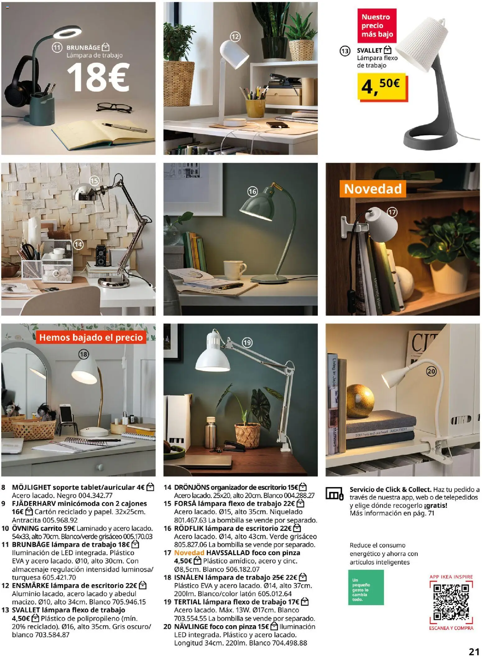IKEA - Accesorios y decoración │ válido desde el 01/09/2026 | Página: 21 | Productos: Lámpara de escritorio, Organizador, Iluminación, Almacenaje