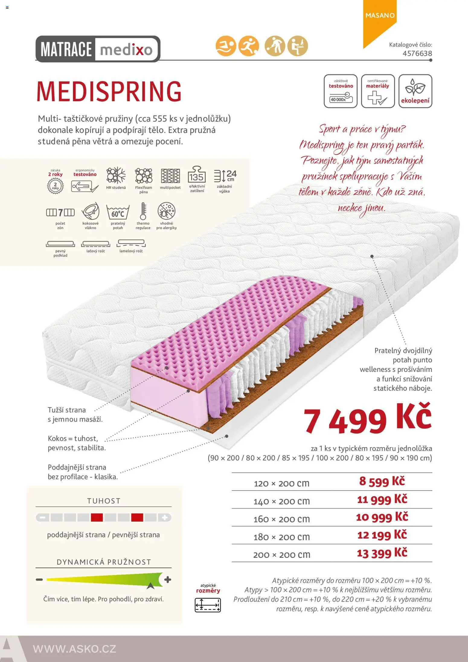 ASKO nábytek leták - Nabídka matrací od 01.01.2026 | Strana: 44 | Produkty: Matrace, Rošt, Kokos, Pěna