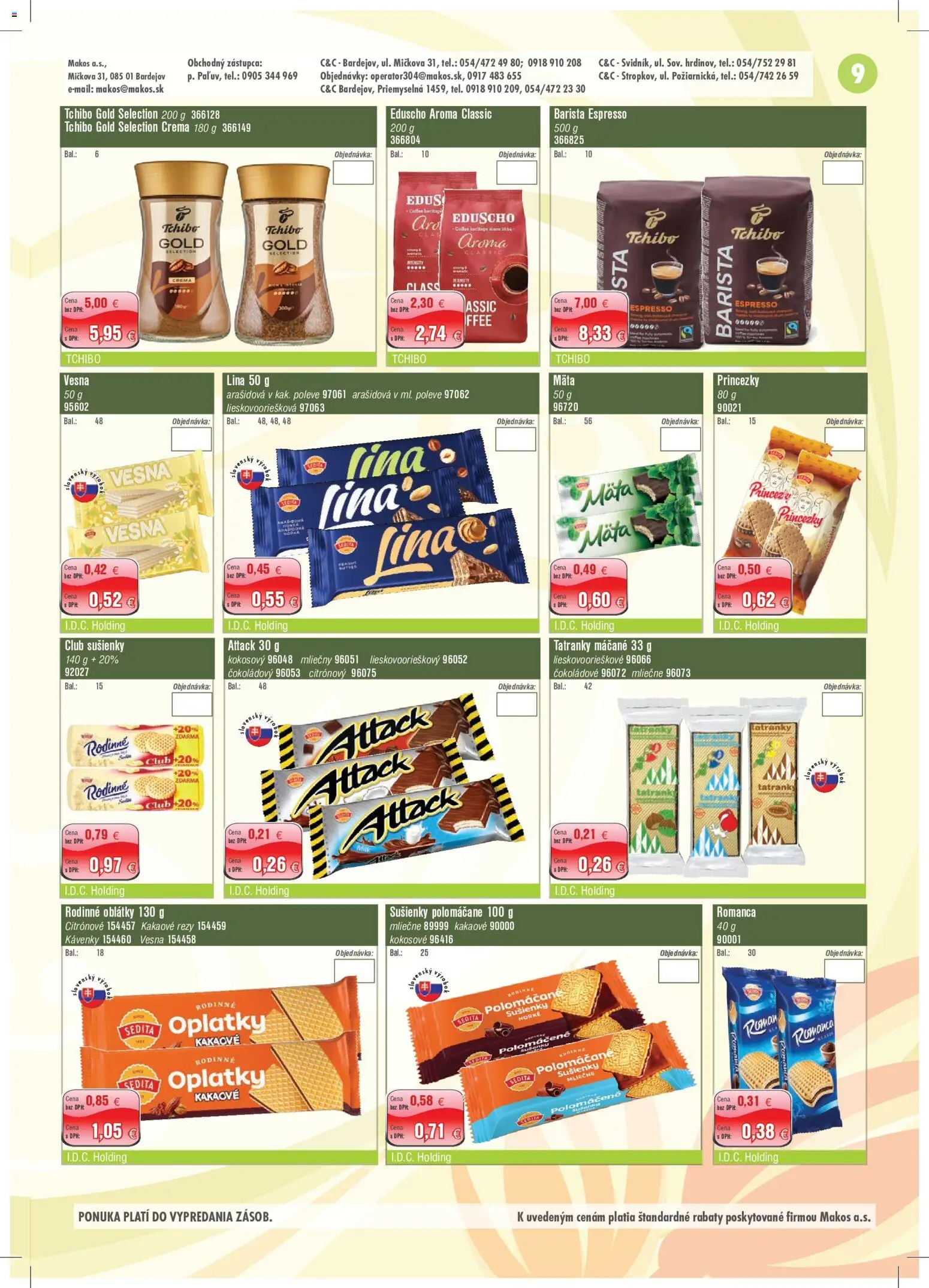 Nové Makos akcie – leták je platný od 02.11.2026 | Strana: 9 | Produkty: Barista, Sušienky, Oblátky