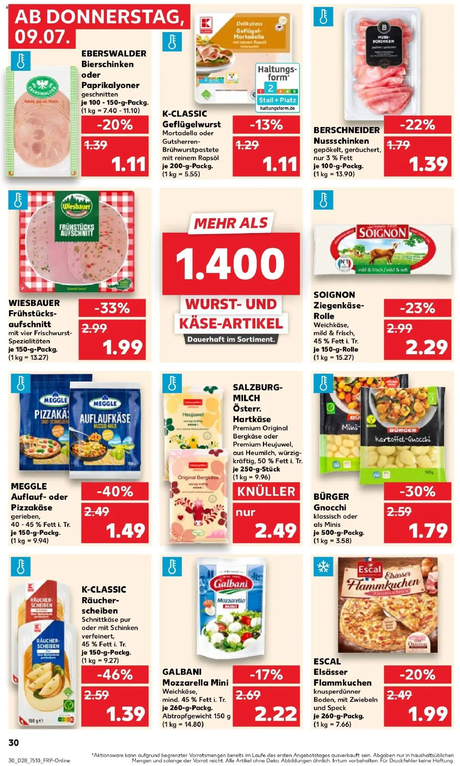 Kaufland Prospekt Rheda-Wiedenbrück – gültig ab 09.07.2026 | Seite: 30 | Produkte: Gnocchi, Spezialitäten, Burger, Zwiebeln