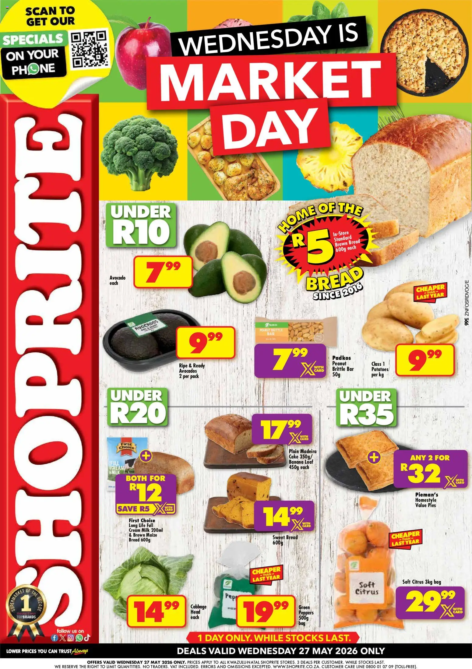 New Shoprite catalogue – valid from 27.05.2026 | Page: 1 | Products: Phone, Bag, Cream, Potatoes