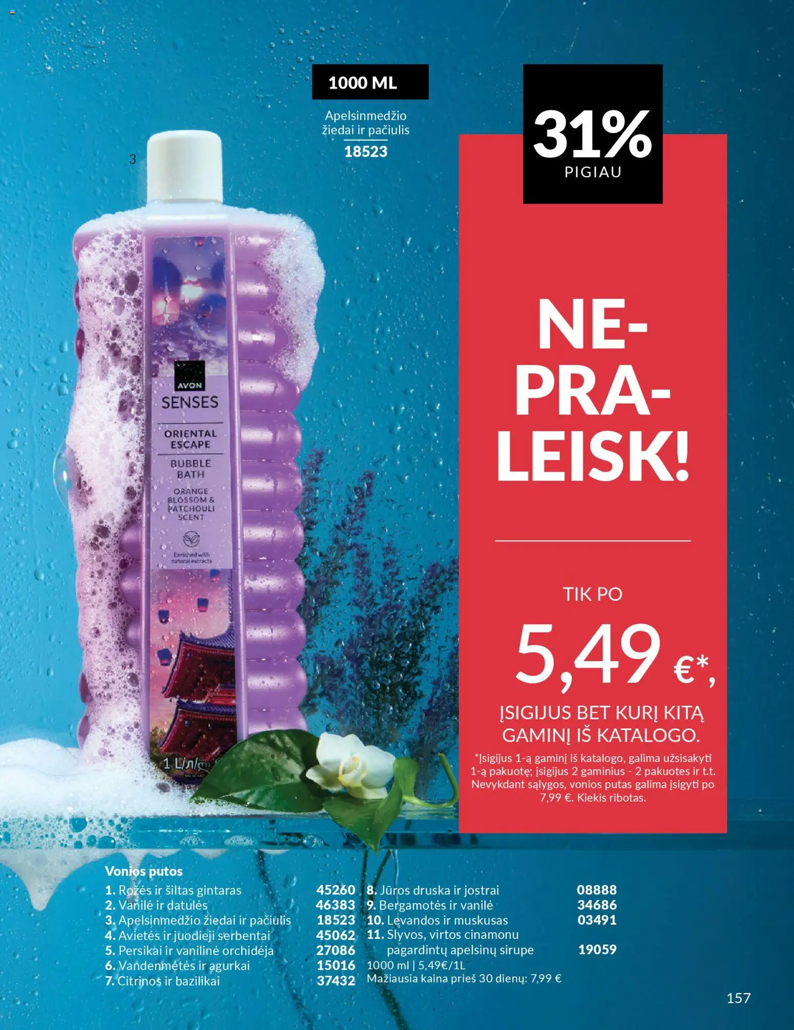 AVON akcijos nuo 2026.03.01 | Puslapis: 157 | Prekių: Putos, Vonios putos, Vanilė, Jūros druska
