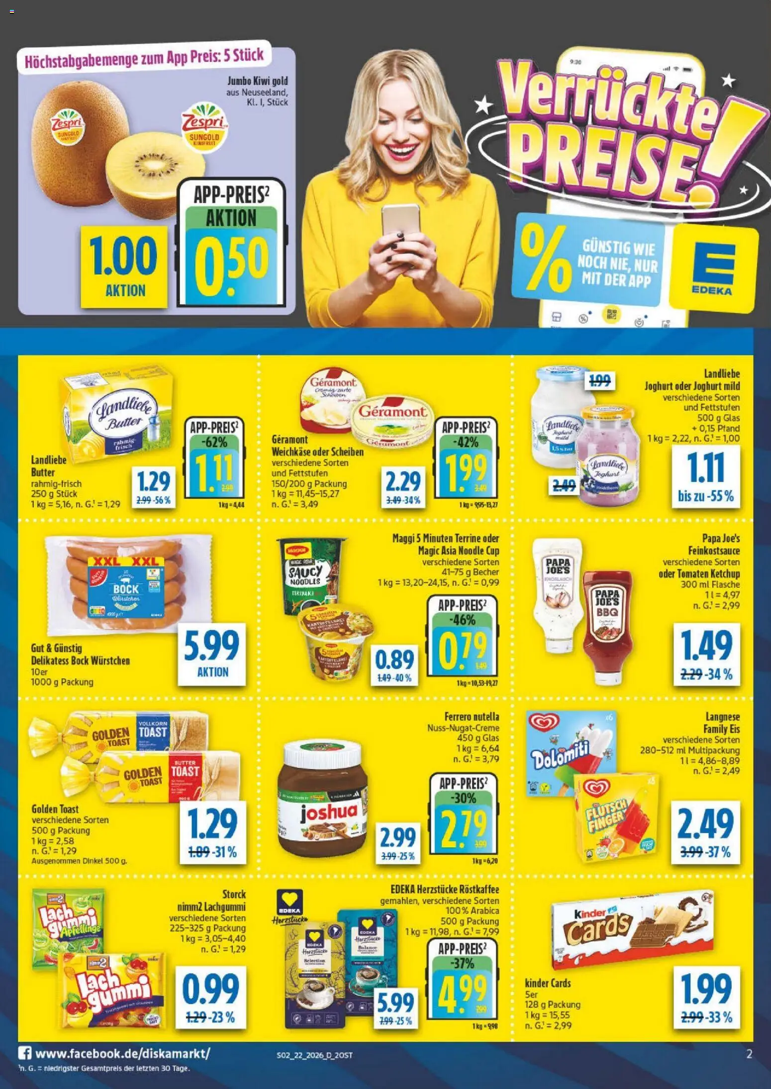 Diska Prospekt – gültig ab 26.05.2026 | Seite: 2 | Produkte: Langnese, Toast, Eis, Maggi 5 minuten terrine