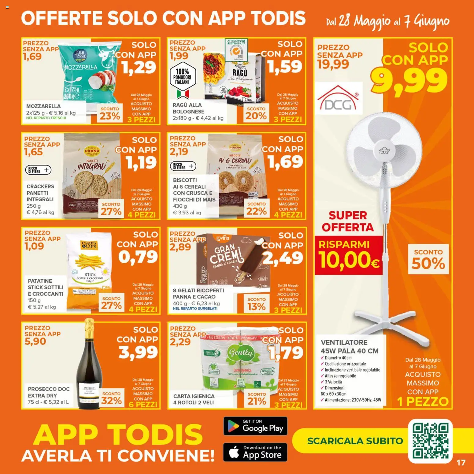 Volantino Todis del 28.05.2026 | Pagina: 17 | Prodotti: Biscotti, Fiocchi, Prosecco, The