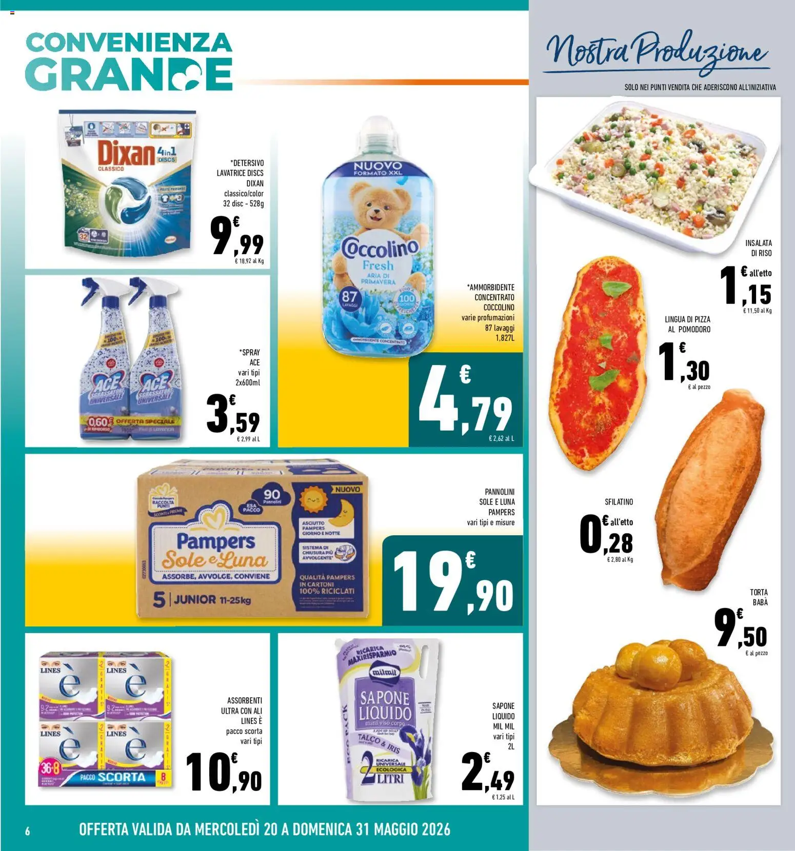 Volantino Conad del 20.05.2026 | Pagina: 6 | Prodotti: Sapone, Pomodoro, Torta, Insalata di riso